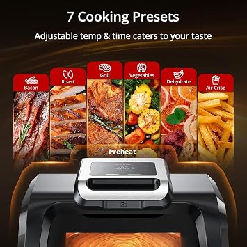 Indoor Smokeless Grill, Smart Grill & Air Fryer,7-in-1 Electric Air Grill with Air Fry, Bake, Roast, Broil, Steam, Dehydrate,Non-Stick Removable Plates for Kitchen