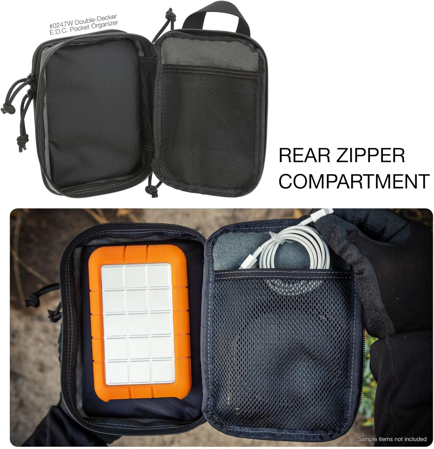 MAXPEDITION Double-Decker EDC Pocket Organizer with 3" TacTie Attachment Straps, Pack of 4, EDC Tool Pouch with MOLLE Straps (0247W, 9903B)