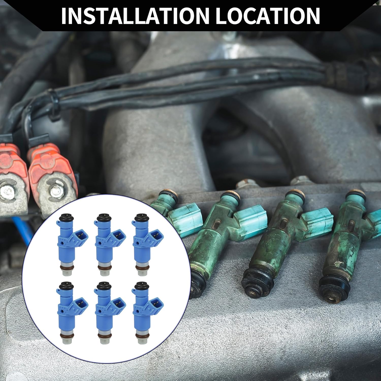 No.16450RCAA01 Fuel Injector for Honda Accord 2003-2007 3.0L for Honda Odyssey 2005-17 3.5L / Engine Fuel Injection Nozzle/Durable / 6 Pcs Blue