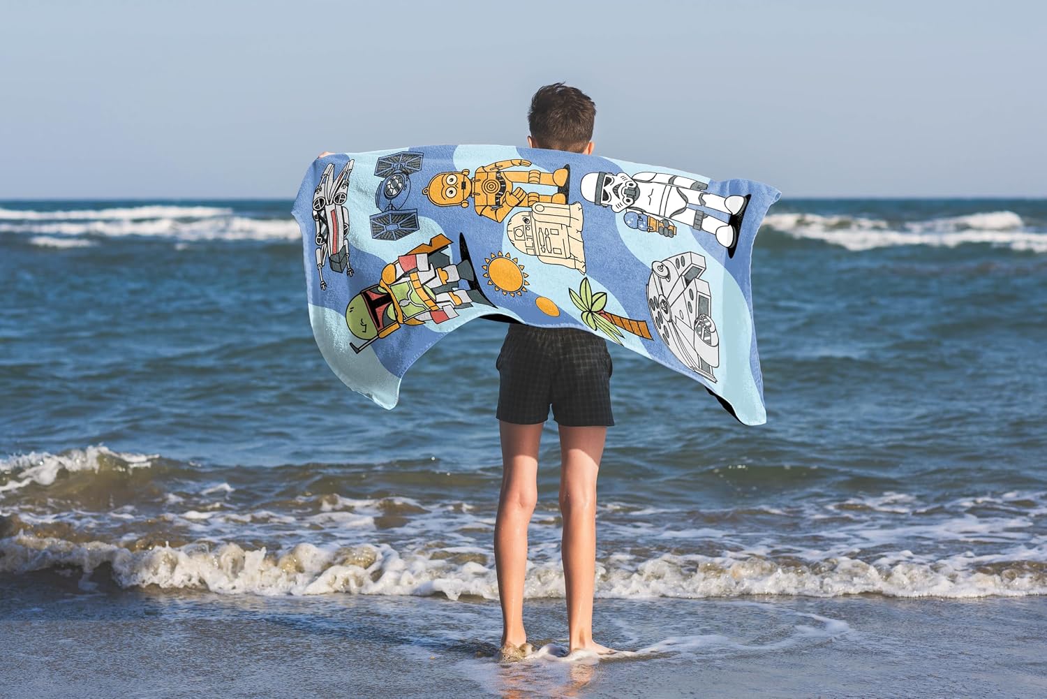 Jay Franco Star Wars Kids Bath Pool Beach Towel - Super Soft & Absorbent 100% Cotton Towel, Measures 28 x 58 Features R2D2, C3PO, Stormtrooper & Boba Fett