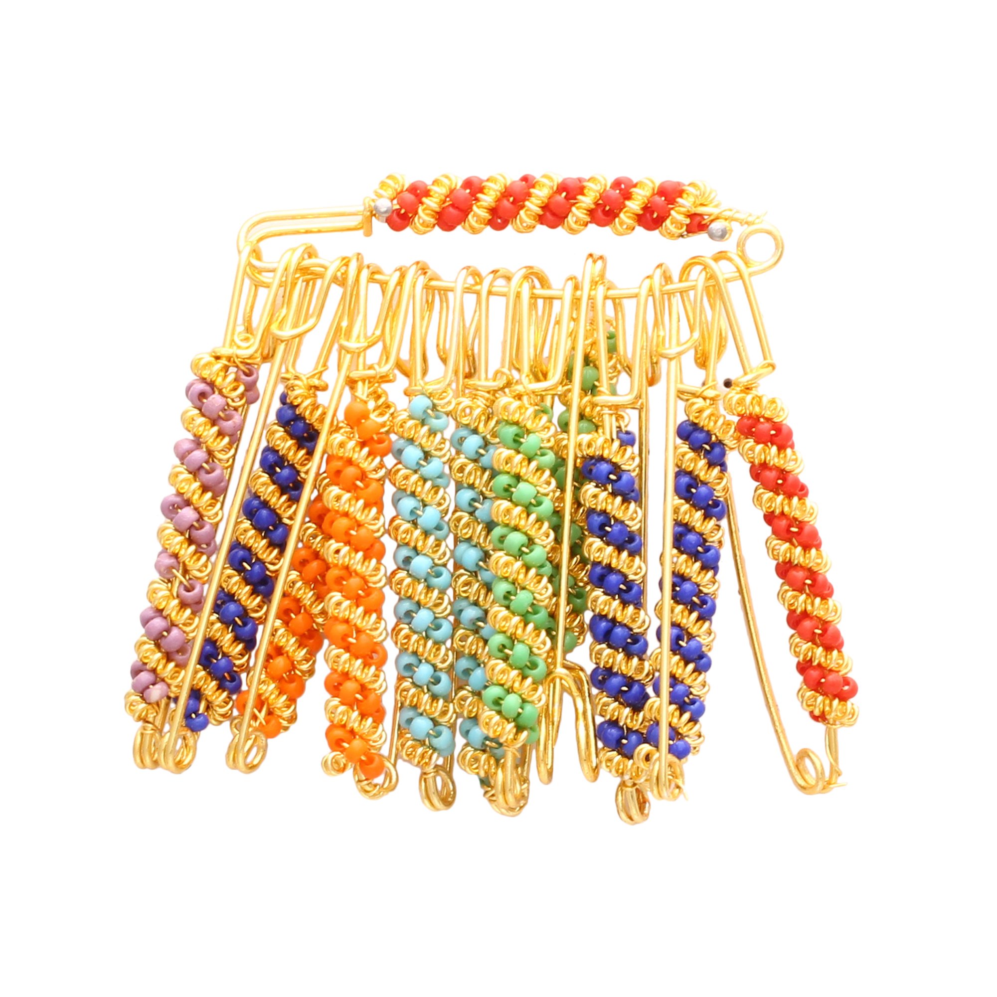 Memoir Brass Gold Plated Multicolor Beads Saree Pins Dupatta Safety Pin Brooch for Women and Girls - Ethnic Traditional Clip on Fashion Accessory (Set of 12) (B0746KZCX6) Amazon Price History, Amazon Price Tracker