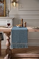 Vista 119 de ZeeMart Light Grey Table Runners 108 Inches Long, Burlap Linen Style Rustic Farmhouse Table Runner, Long Boho Dining Table Runner, 13x108 Inches