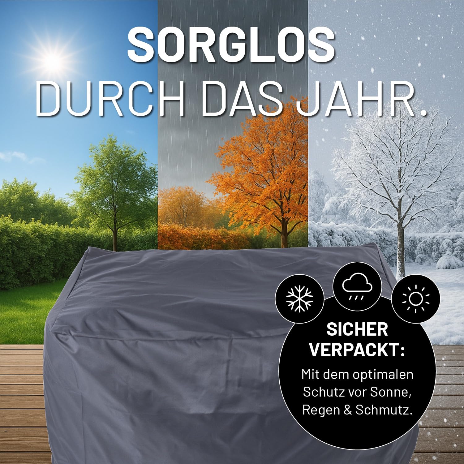 Lumaland Wetterschutzhaube - Abdeckung für den Modularen Sessel | Abdeckplane Sitzsack wetterfest | Schutzhülle Bean Bag wasserdicht | Regenschutz & Sonnenschutz für Sessel | Abdeckhaube Sofa & Pouf