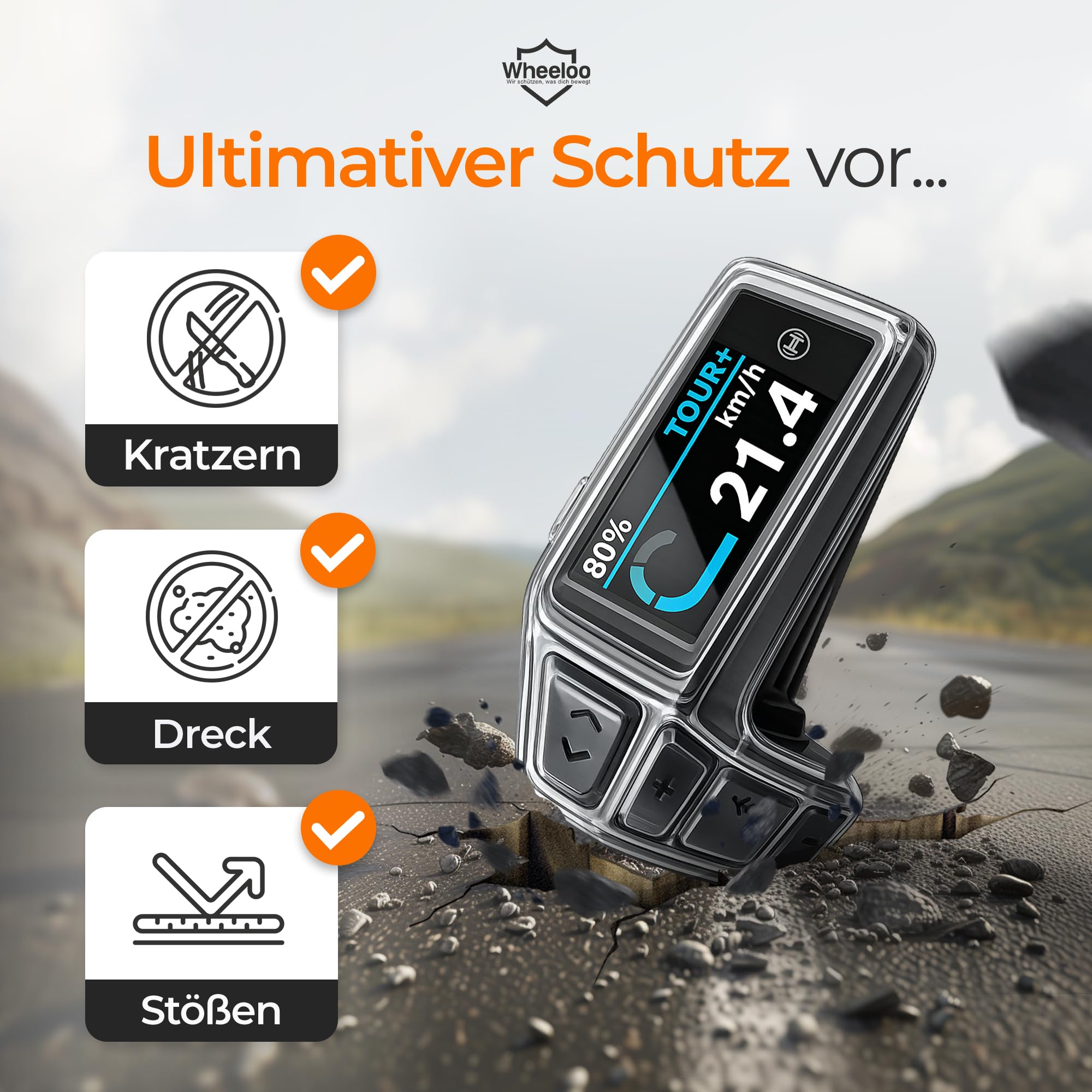 Schutzhülle für Bosch Purion 200 I wasserdicht & transparent I Ebike Display Schutz gegen Kratzer & Wasser I E-Bike Monitor Displayschutz I Fahrrad Computer Abdeckung I E Bike Zubehör WHEELOO