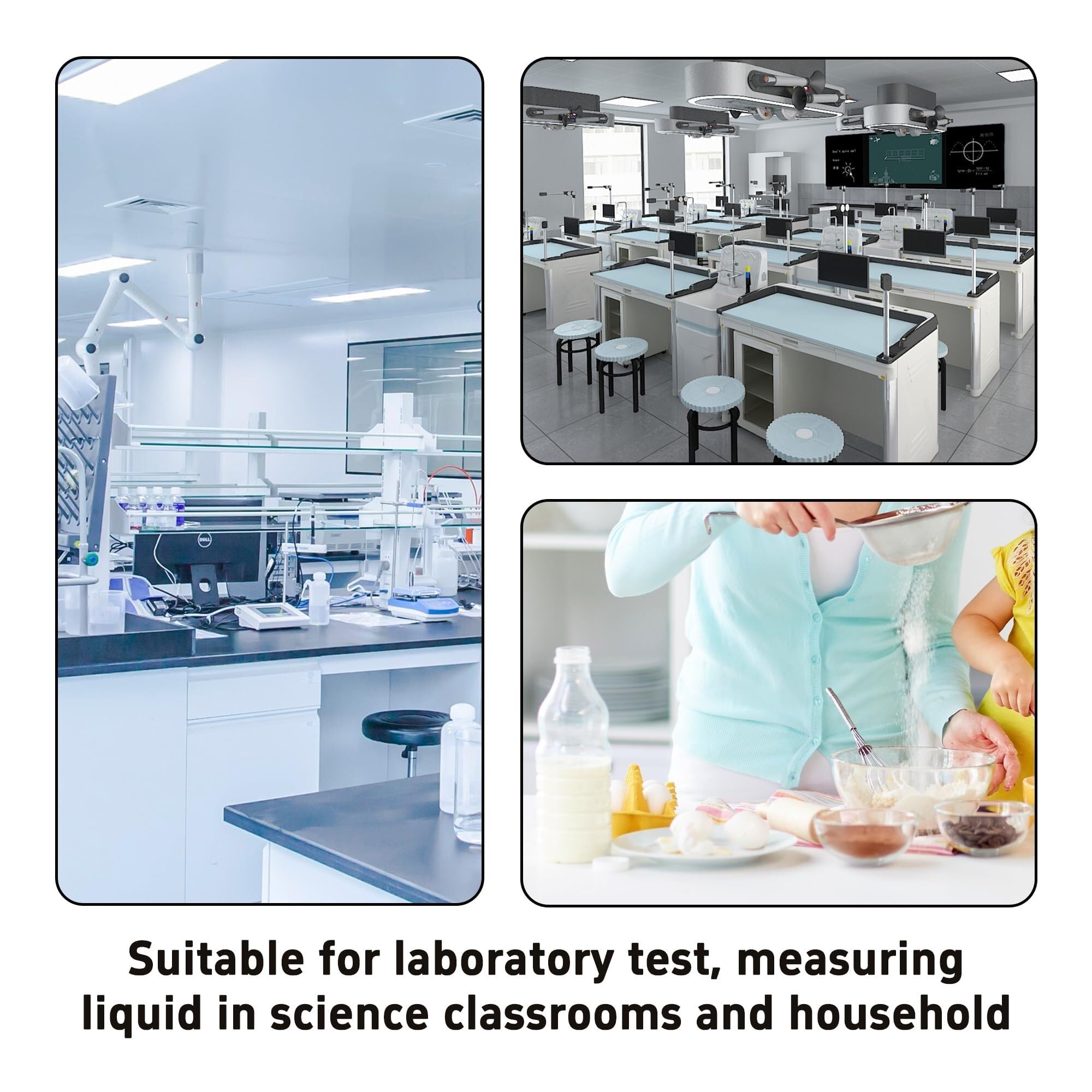 Probeta de Laboratorio para Ciencias, Cilindro medidor Graduado de plástico Transparente, líneas de Dos Caras de 25 ml a 100 ml, Paquete de 3(25ml)