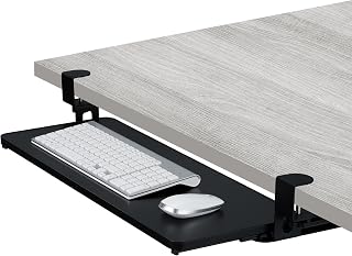 Relaxdays Tastaturablage, 65 x 24 cm, ausziehbar, klemmbar, schwarz