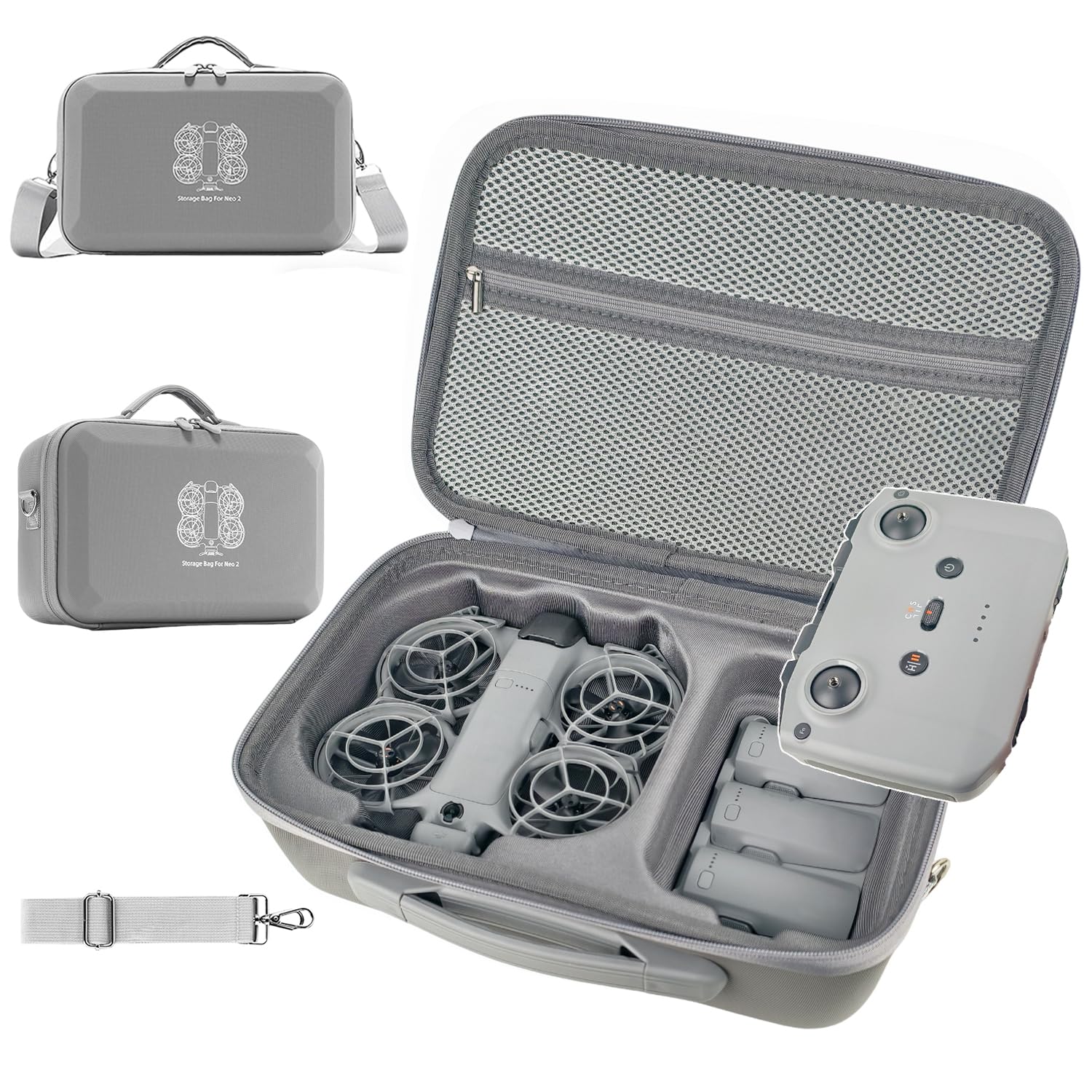 Étui de transport rigide pour drone DJI Neo 2 Fly More Combo, sac à bandoulière étanche de voyage et de rangement pour DJI Neo 2 RC-N3 contrôleur, chargeur de batterie et accessoires