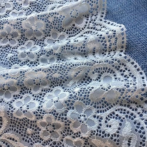 Miniatura 8 de Lace Realm - Tela elástica de encaje floral de 7 pulgadas de ancho para ropa y suministros de manualidades, 5 yardas (7019 negro)