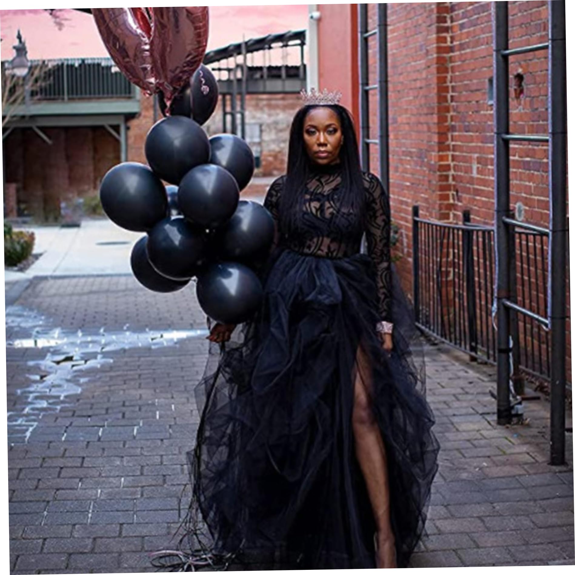 Falda de Tul Negro para Mujeres, Falda de Tul Larga de hojaldre de una línea A, Elegante Vestido de Princesa de Volante para la Fiesta de Boda..