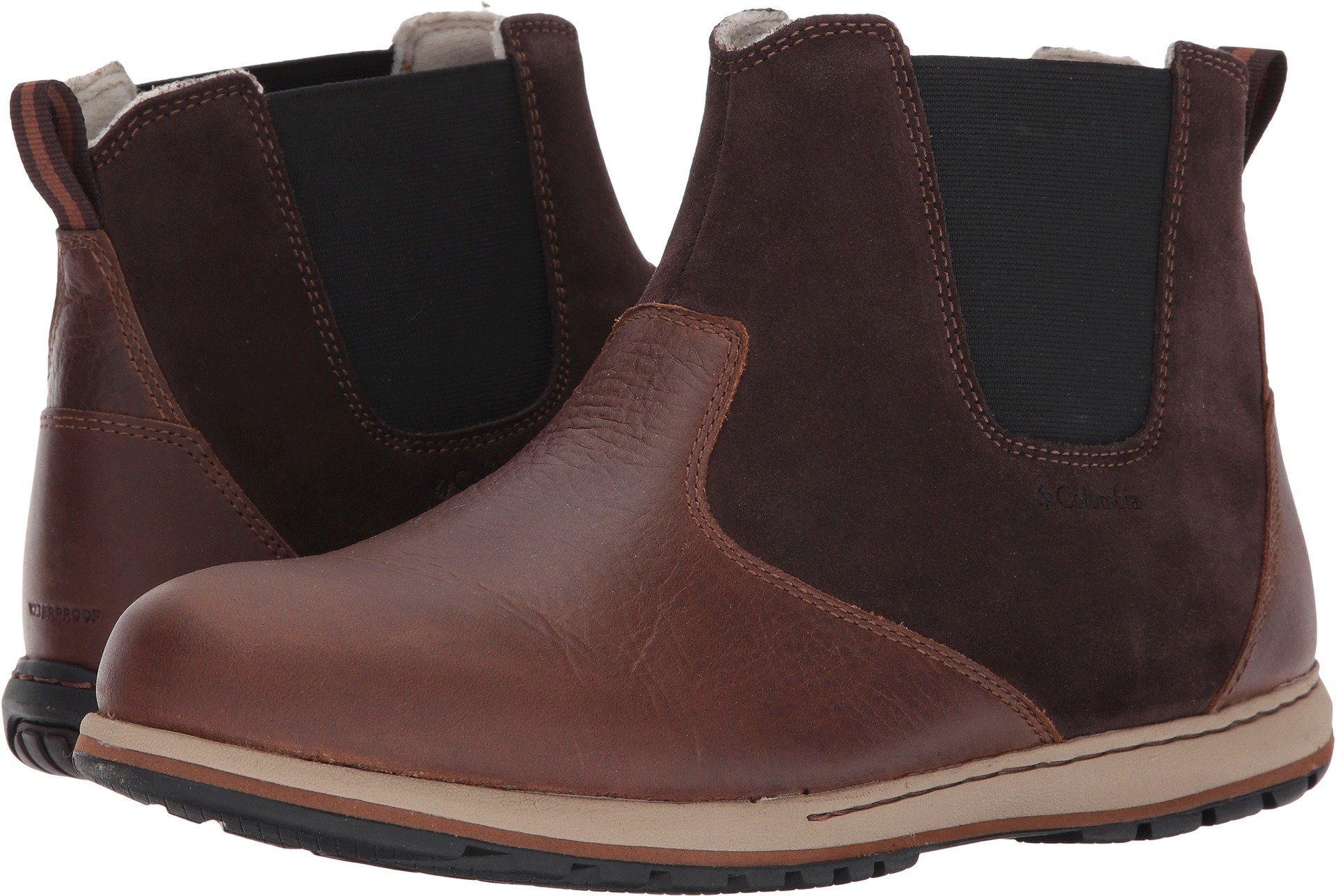 Columbia Men's Davenport Chelsea Pull On Boots, Brown Leather, 8 M