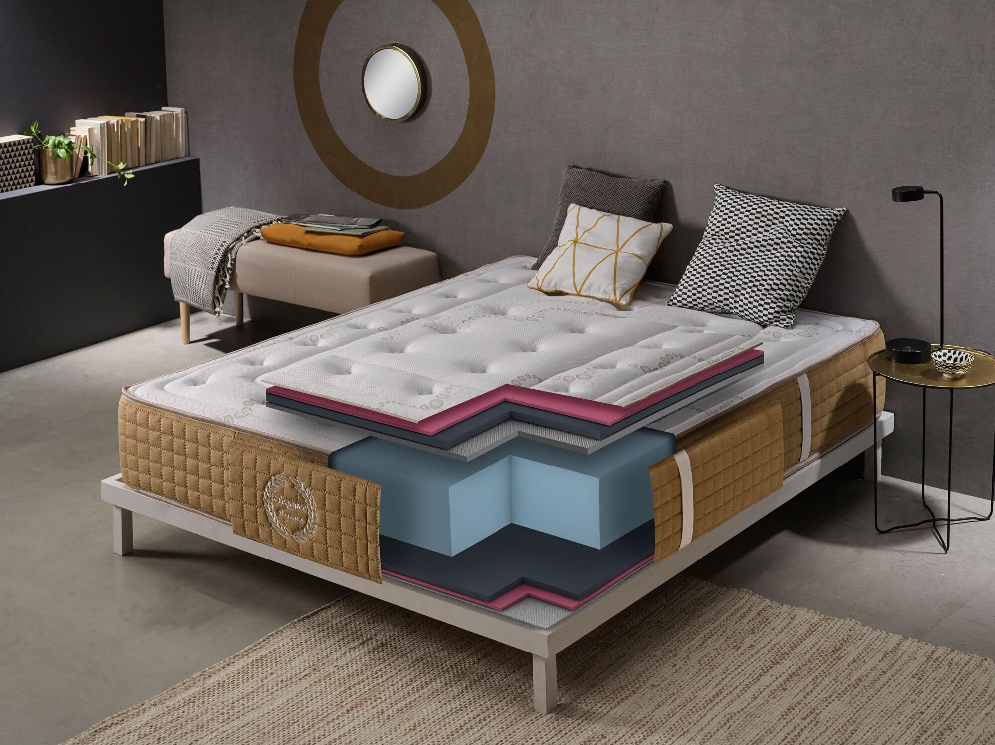 Simpur, Colchón 120x190 cm Bliss Confort, Grosor 25 cm, 11 Zonas de Confort, Soporte Firme, Espuma viscoelástica, ortopédico, Extremadamente Duradero