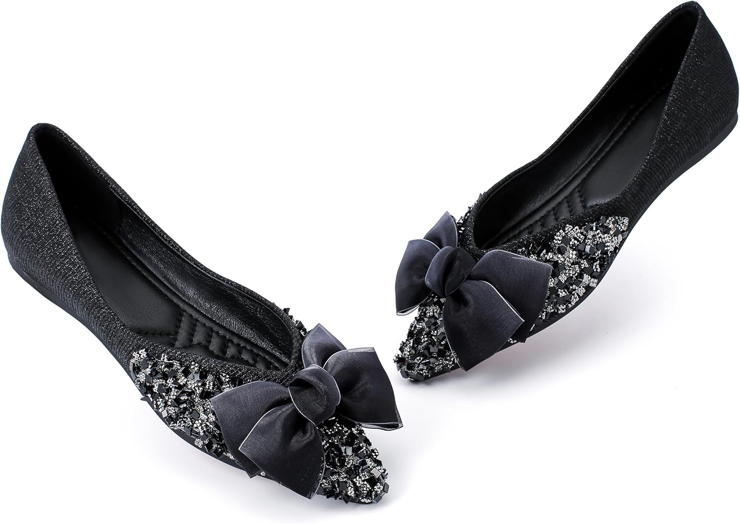 Flats Shoes for Women Rhinestones Bow Wedding Flats Slip on Flats for Women Comfortable Dress Shoe - Image 4