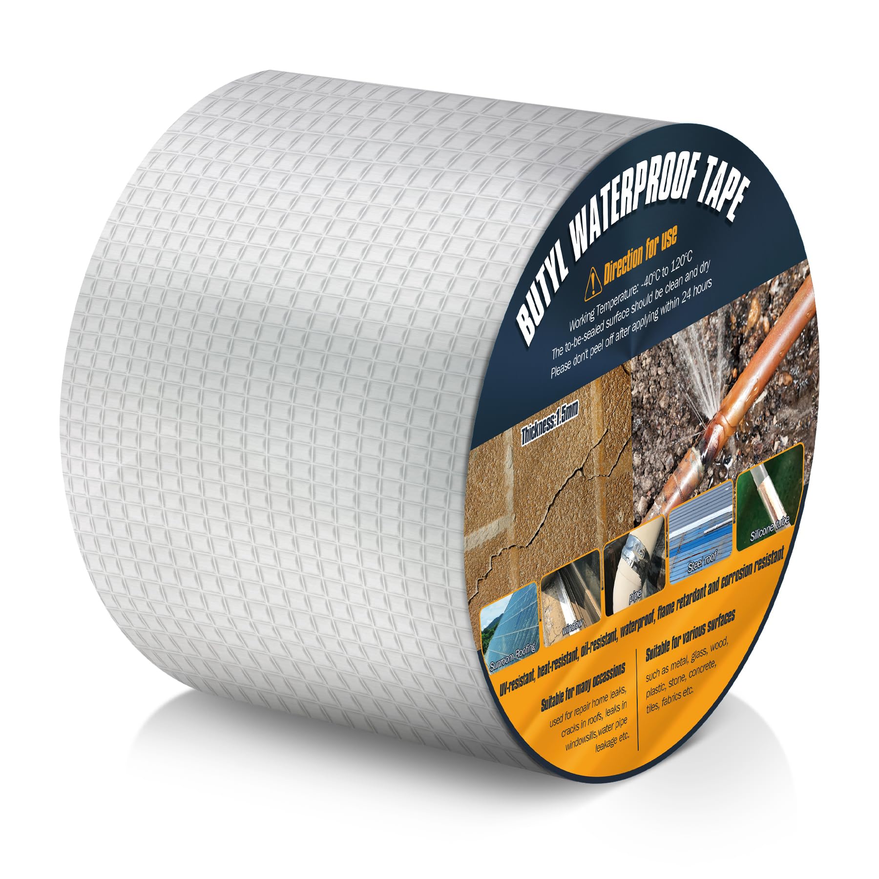 Ruban de Butyle 100mm x 5m Ruban Adhésif en Aluminium Bande Étanchéité Autocollante