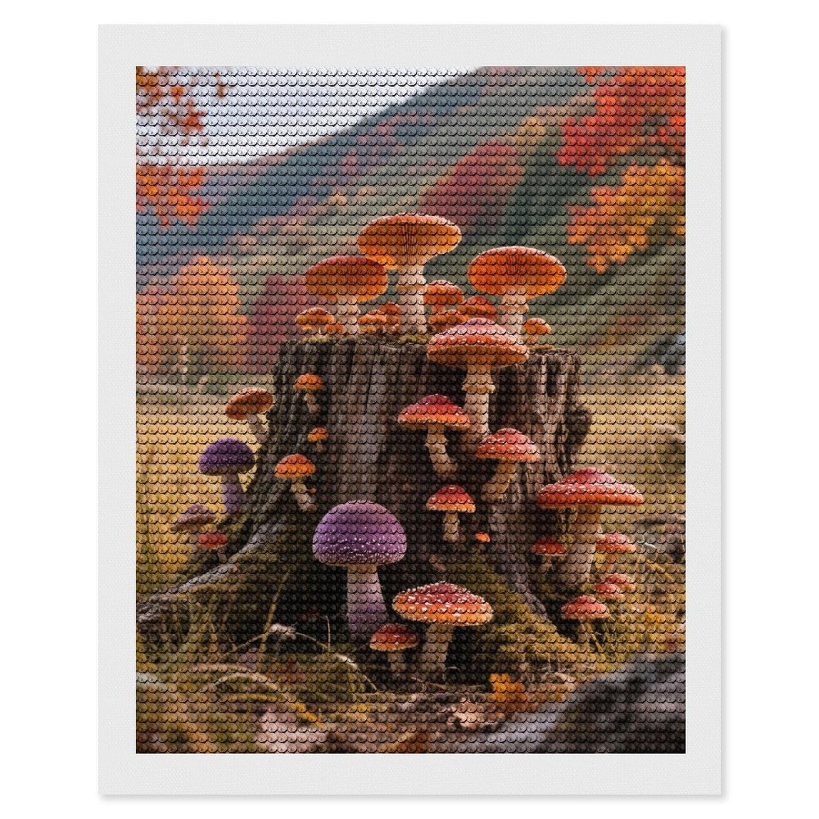 DWVTSLH Fall Mushroom Diamond Painting Kits for Adults, Personalized Diamond Photo Art Full Drill, DIY 5D Diamond Art Painting Kits for Beginners, Home Wall Decor 16"x20"