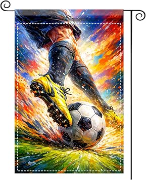 Nuxovilar Soccer Championship Sports Garden Flag 12x18in Polyester | Sports Garden Flag, Soccer Yard Banner. Football Theme Decor. Lawn, Patio, Porch. Soccer Player Pattern