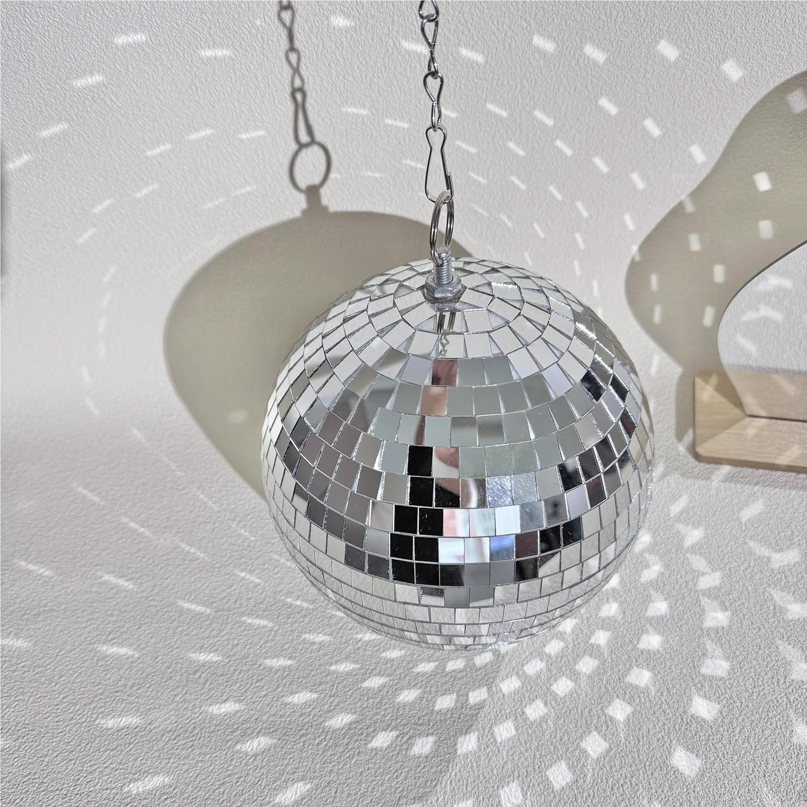Dekoracja imprezowa lustrzanej kuli dyskotekowej, Szklana kula lustrzana Disco wisząca obrotowa 15-25cm(25cm)