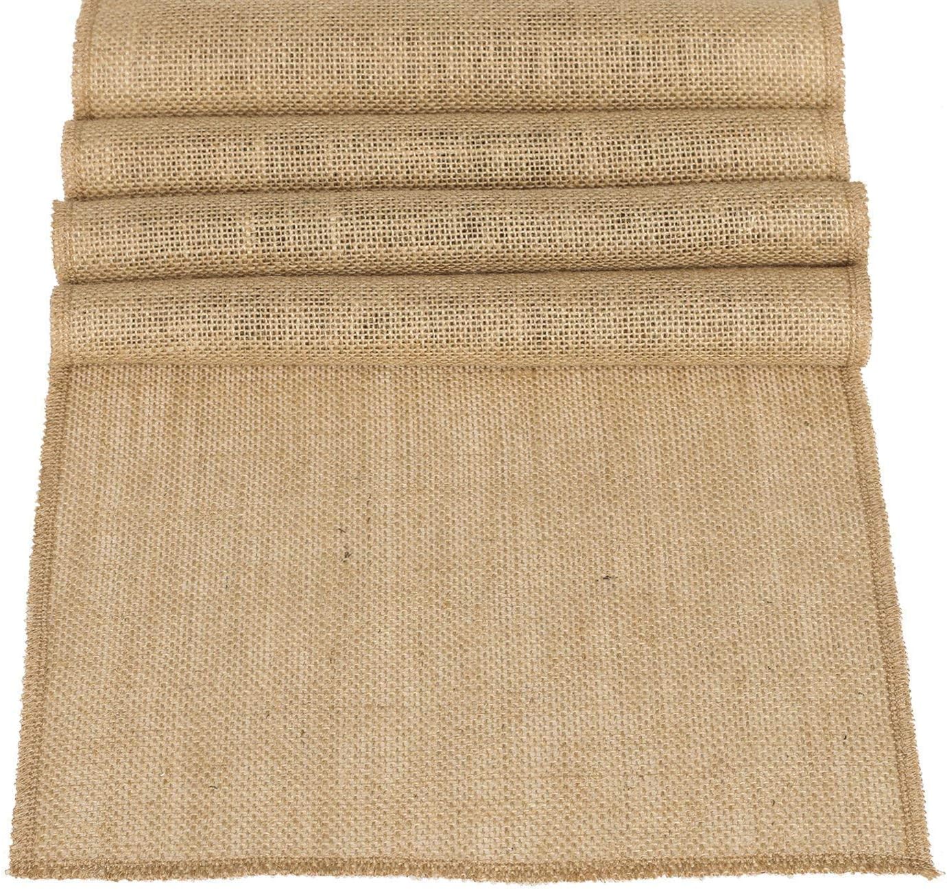 Ling's Moment 12 x 108 Inches Jute Farmhouse Table Runner Burlap Table Decor Bamboo for Winter Rustic Wedding Decorations Woodland Baby Shower Country Kitchen Boho Out Table Decor