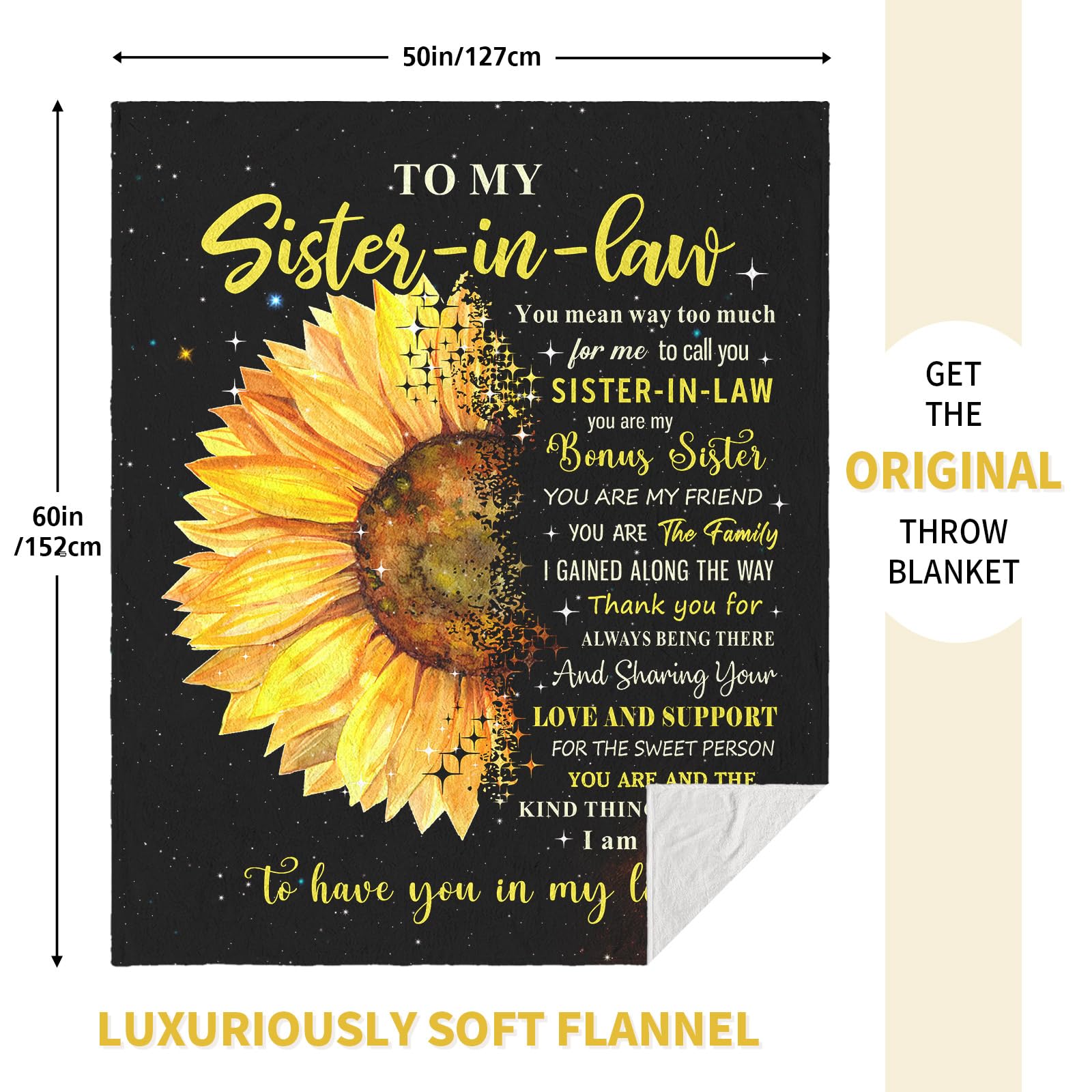 puekrtoa Sister in Law Birthday Gifts, Gift for Sister in Law for Women, Best Sisters-in-Law Wedding Gift Ideas, Sisters in Law Throw Blanket 60"X50"