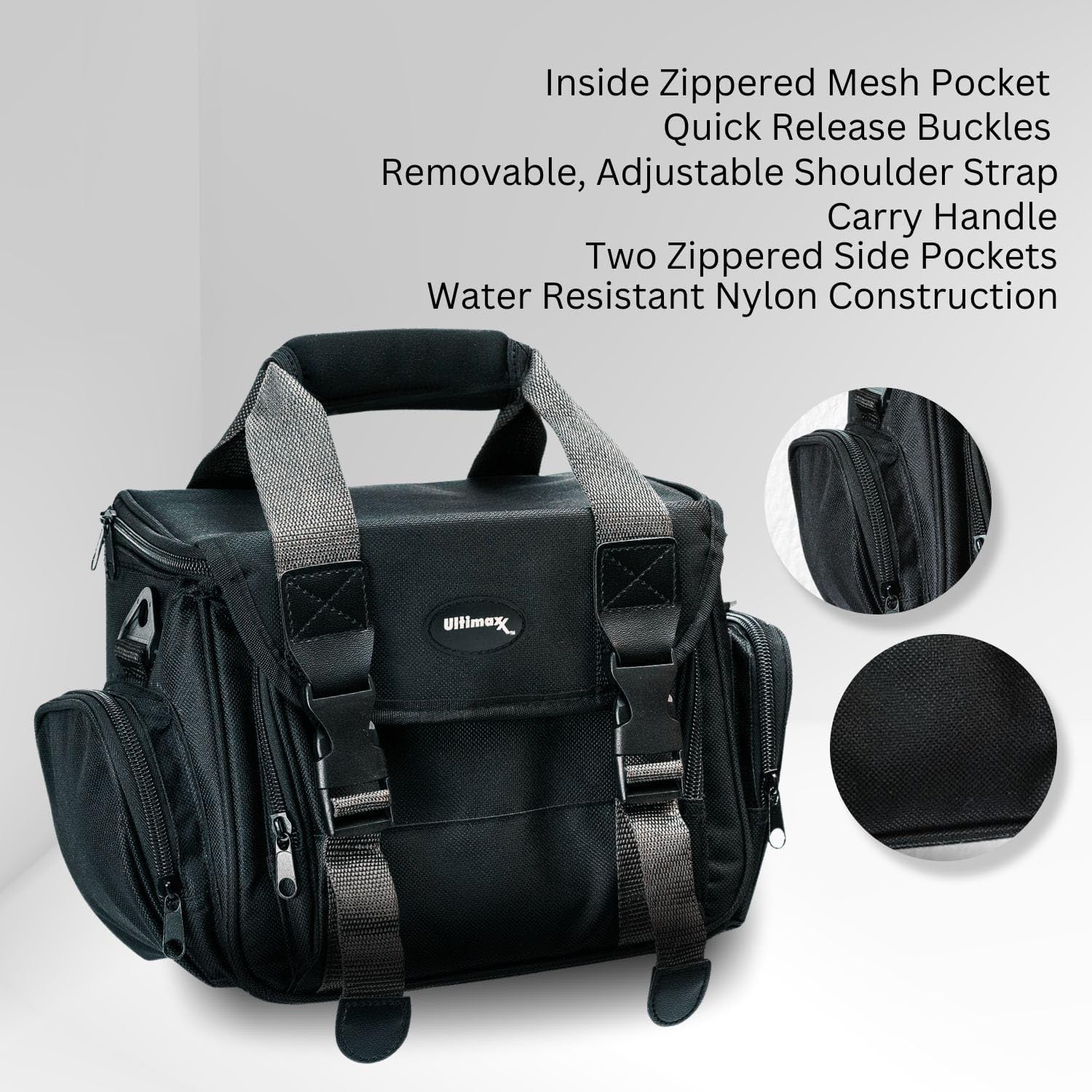 Ultimaxx Medium Fully Padded Gadget Bag With Dual Buckles For Sony, Nikon, Canon, Olympus, Pentax, Panasonic, Samsung & Many More SLR Cameras & Camcorders