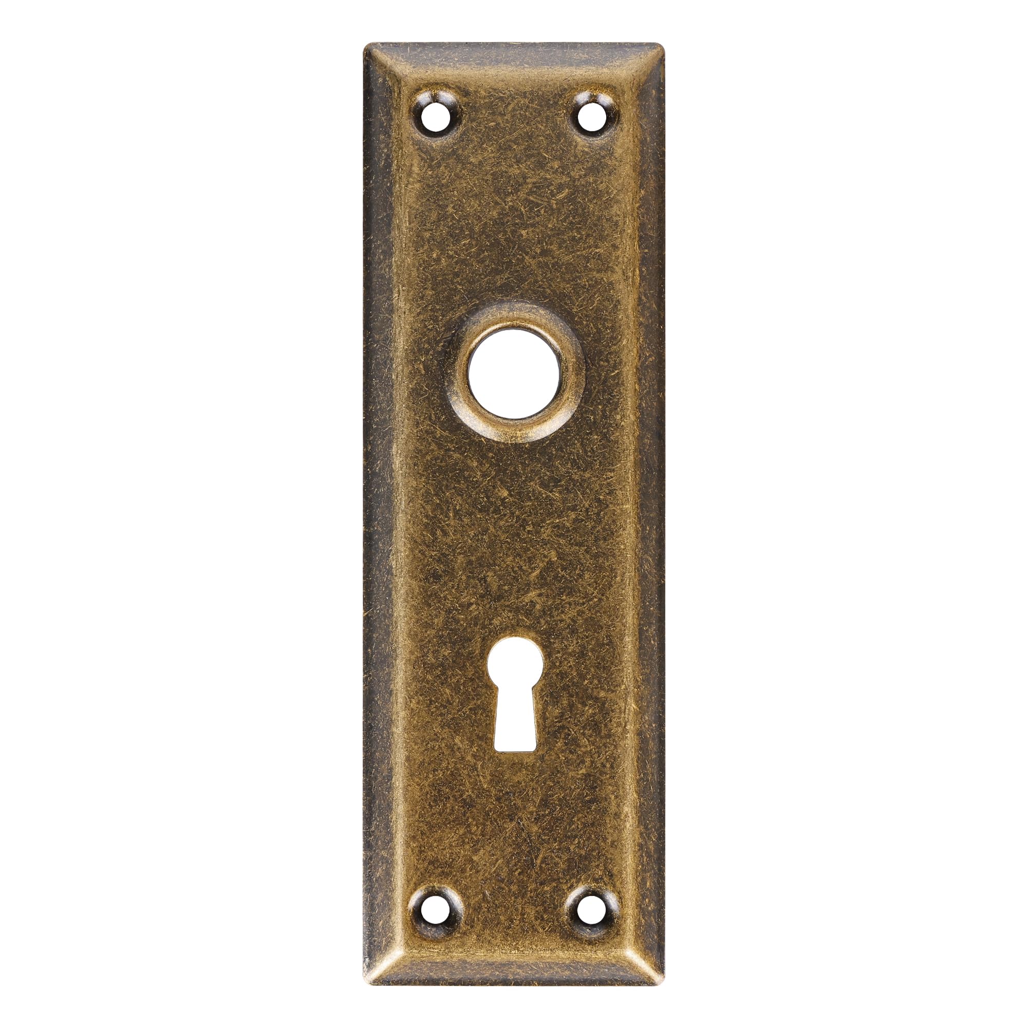 Photo 1 of Newliplace 2 Pack Mortise Lock Door Plates for Interior Doors, Old Style Mortise Door Knob Backplate Replacement, Vintage Antique Brass Door Escutcheon Plates