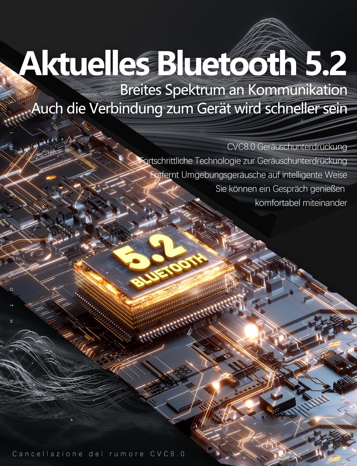 Headset Bluetooth 6.1 Kabellos Kopfhörer 24 Std Spielzeit mit CVC8.0 Dual Mikrofon und Mute Funktion Zwei-Geräte-Verbindung In Ear Kopfhörer Freisprech Handy Ohrhörer für Autofahren/Business/Büro