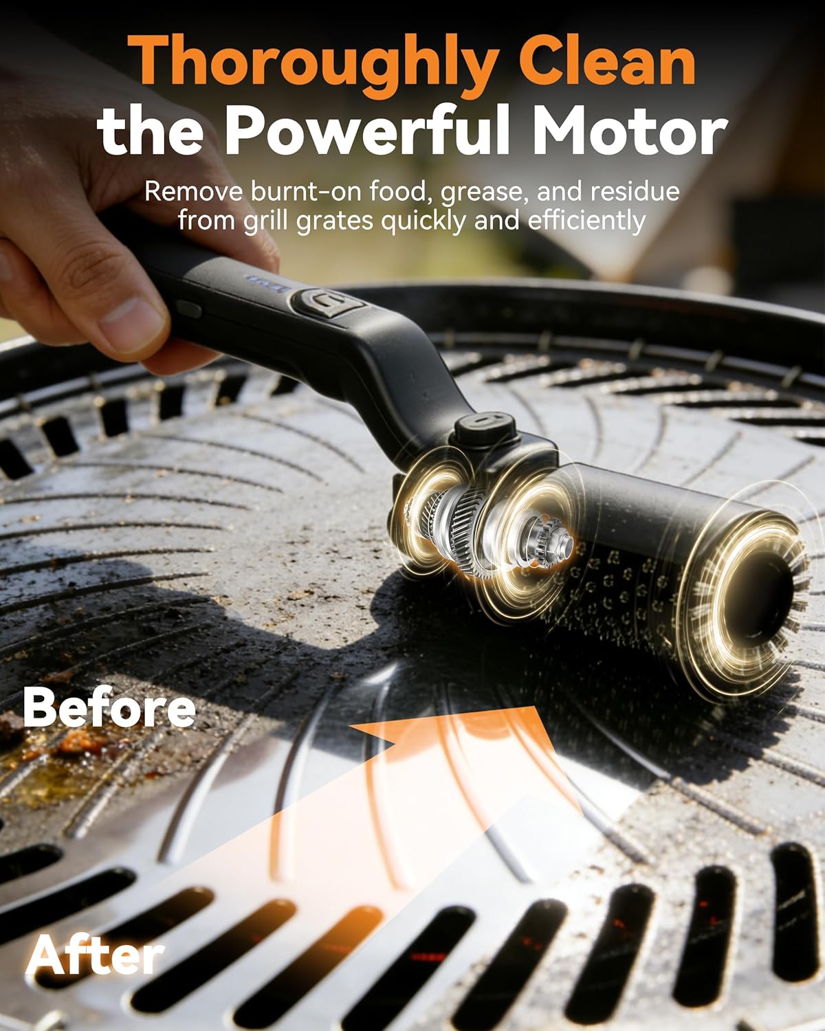 Electric Grill Brush with 3-Speeds, 2026 NEW Angle Adjust Cordless Rotary BBQ Grill Cleaning Brush for Burnt-On Grease, 20kg Max Torque, Heavy‑Duty Steel Bristles