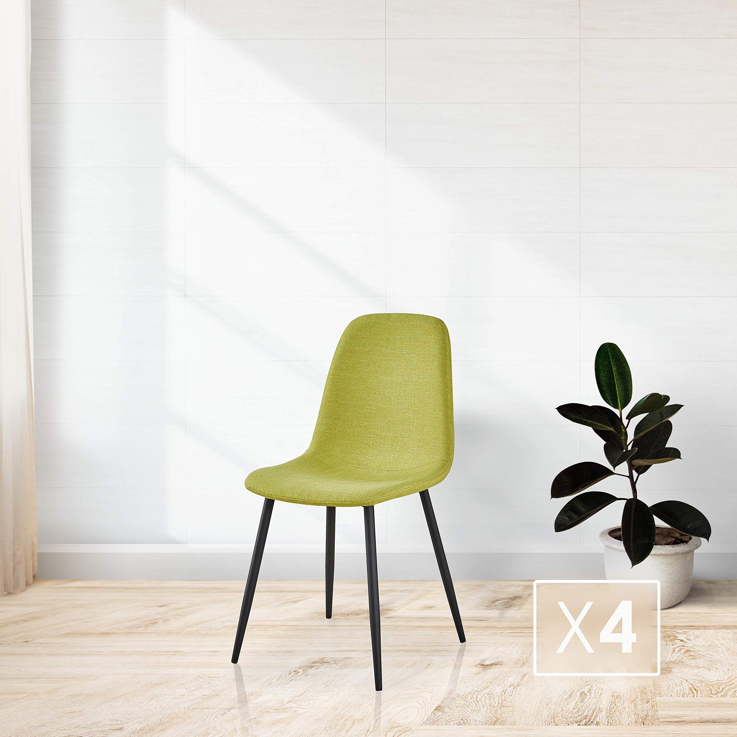 La Silla Española Alberca Sedia da Pranzo, Quercia, Verde Lime, Medidas: 53x45x87.5 cm, 4 unità