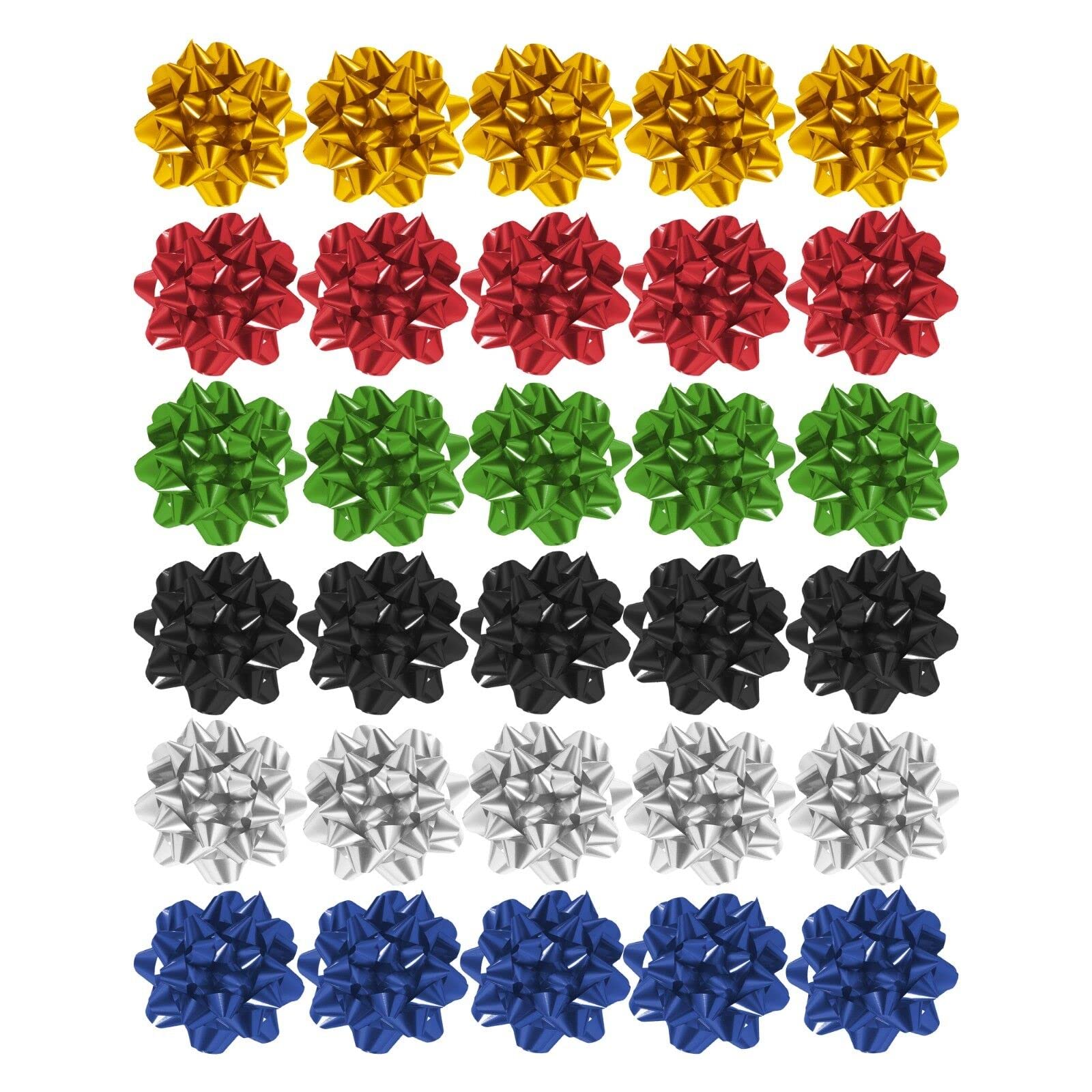 Robelli 30 x Small Assorted Colour Metallic Gift Wrapping Bows - 3cm