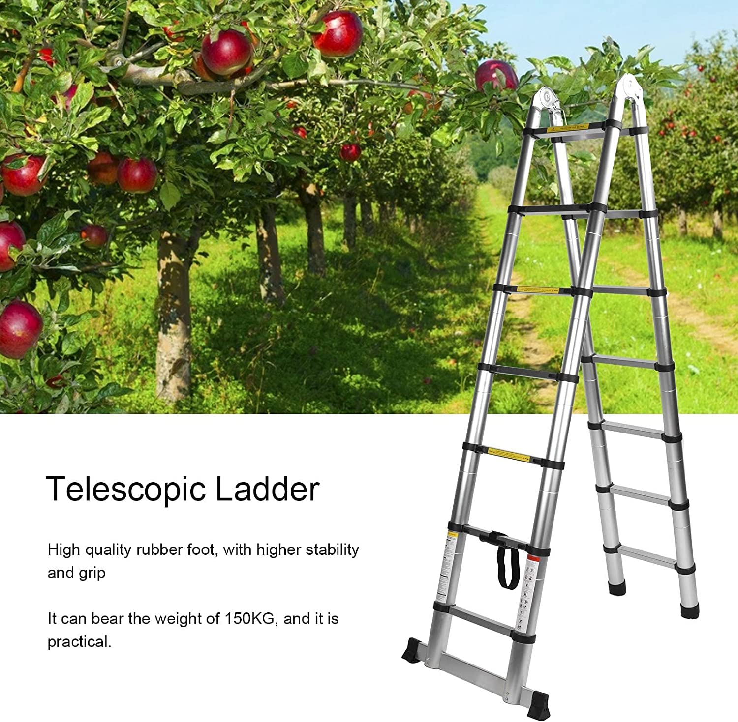 TREPPE Escalera Telescópica Aluminio Doble Cara 4,4m (2,2m + 2,2m)