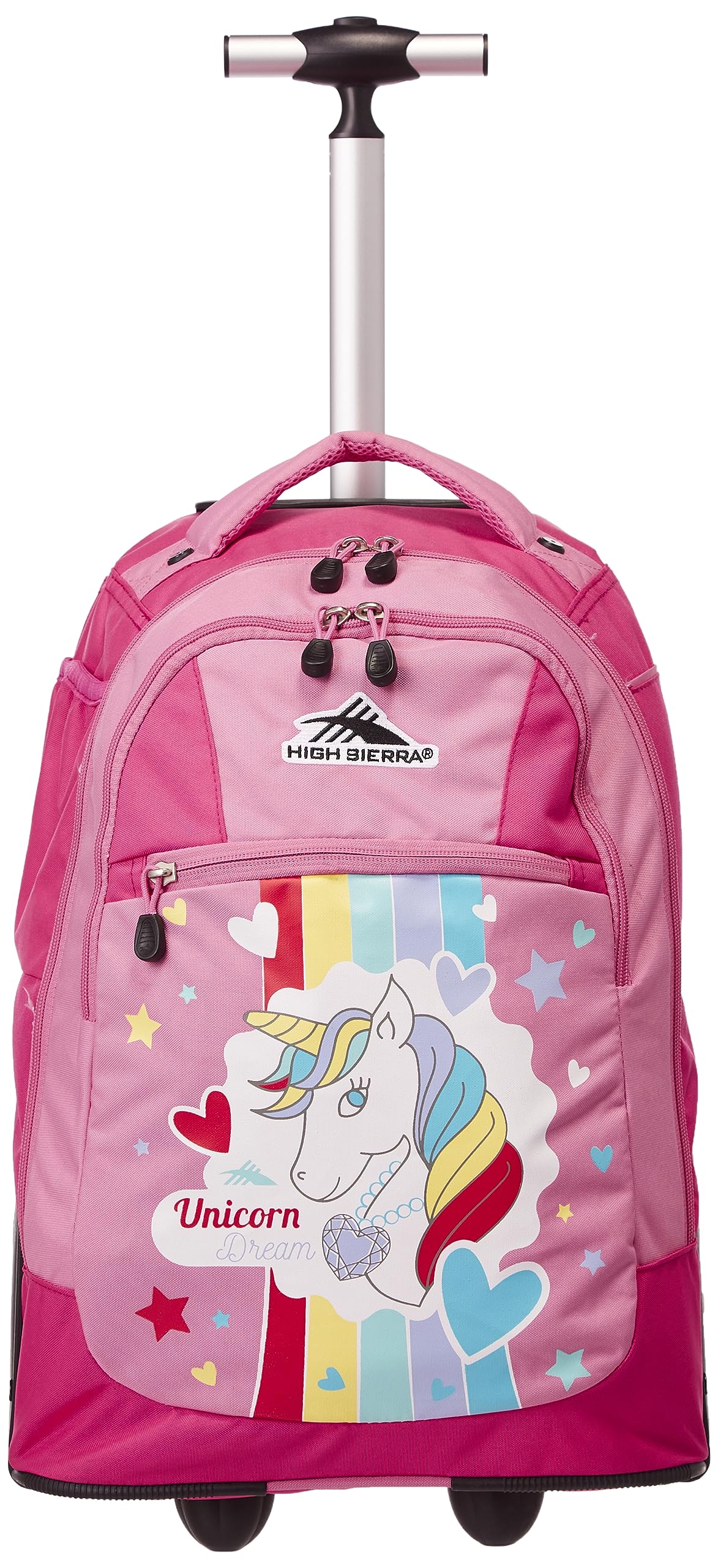High Sierra Big Wheels Trolley Backpack + Lunch Bag + Pencil Pouch Unicorn Pink Set 3pc, 66I (*) HE 666, HS Big Wheels Set, Large