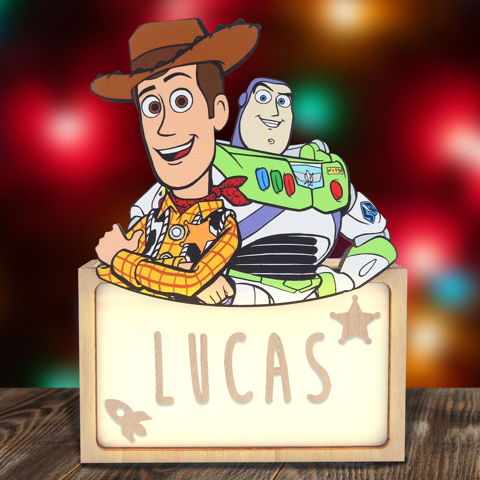 WONDEE Disney Spersonalizowana lampka nocna dla dzieci i niemowląt Buzz Lightyear i Woody, dekoracja pokoju dziecięcego, prezent Disneya, dla chłopca i dziewczynki