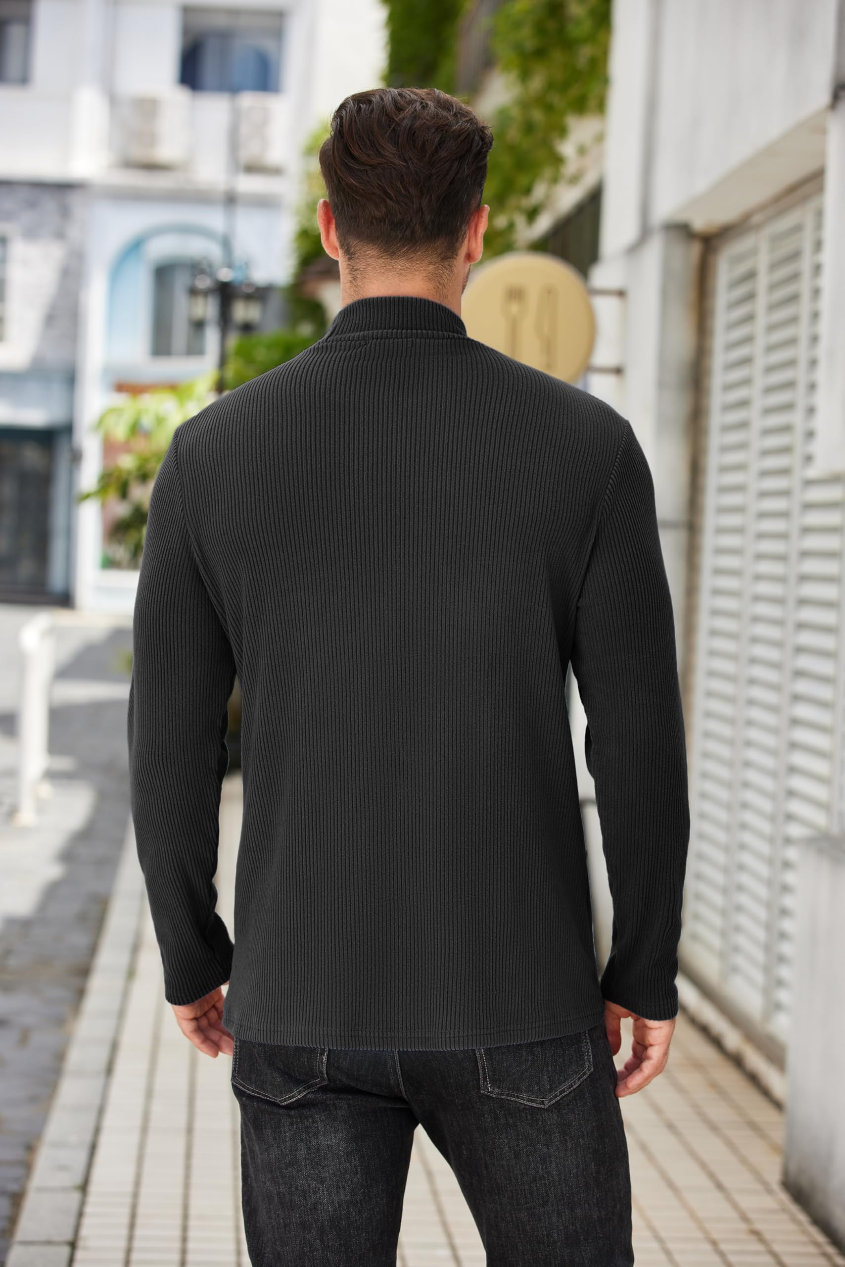 COOFANDY T-Shirt Thermique à Manches Longues pour Homme - Demi-Col Roulé, Haut Décontracté et Basique d'hiver, Tailles S-3XL