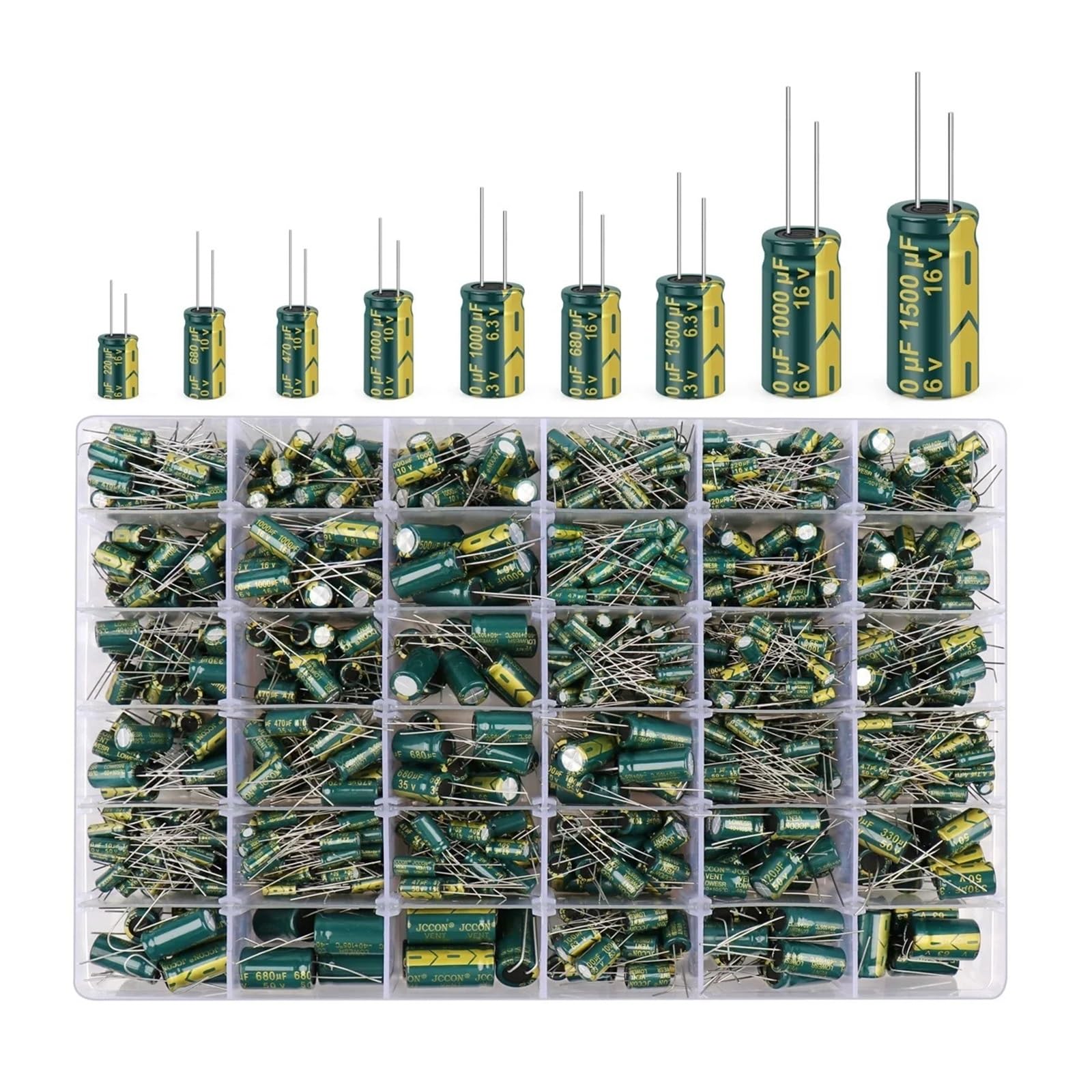 Kit de condensador electrolítico de aluminio, kit surtido de condensador variable, reparación DIY, alta frecuencia, baja, 225/460/925 piezas(925Pcs In Box)