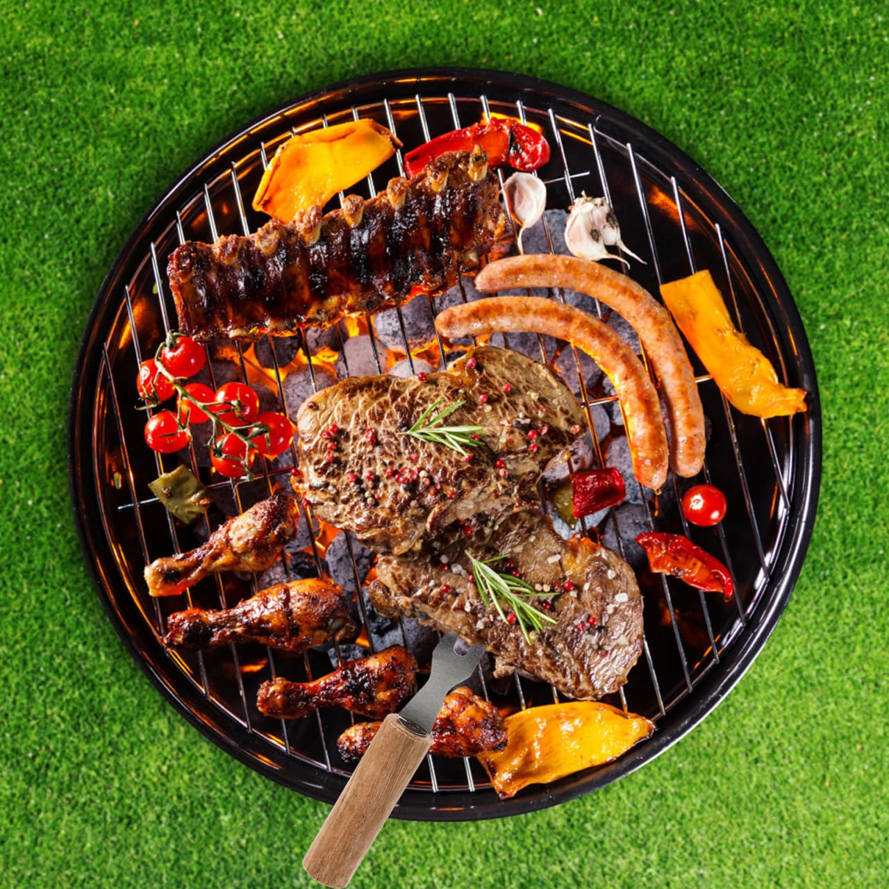 Sosoport Stainless Steel Barbecue Forks - 18 Pcs Corn on the Cob Holders with Wooden Handle - Multi-use Picnic Corn Skewers Meat Fork Barbecue Accessories