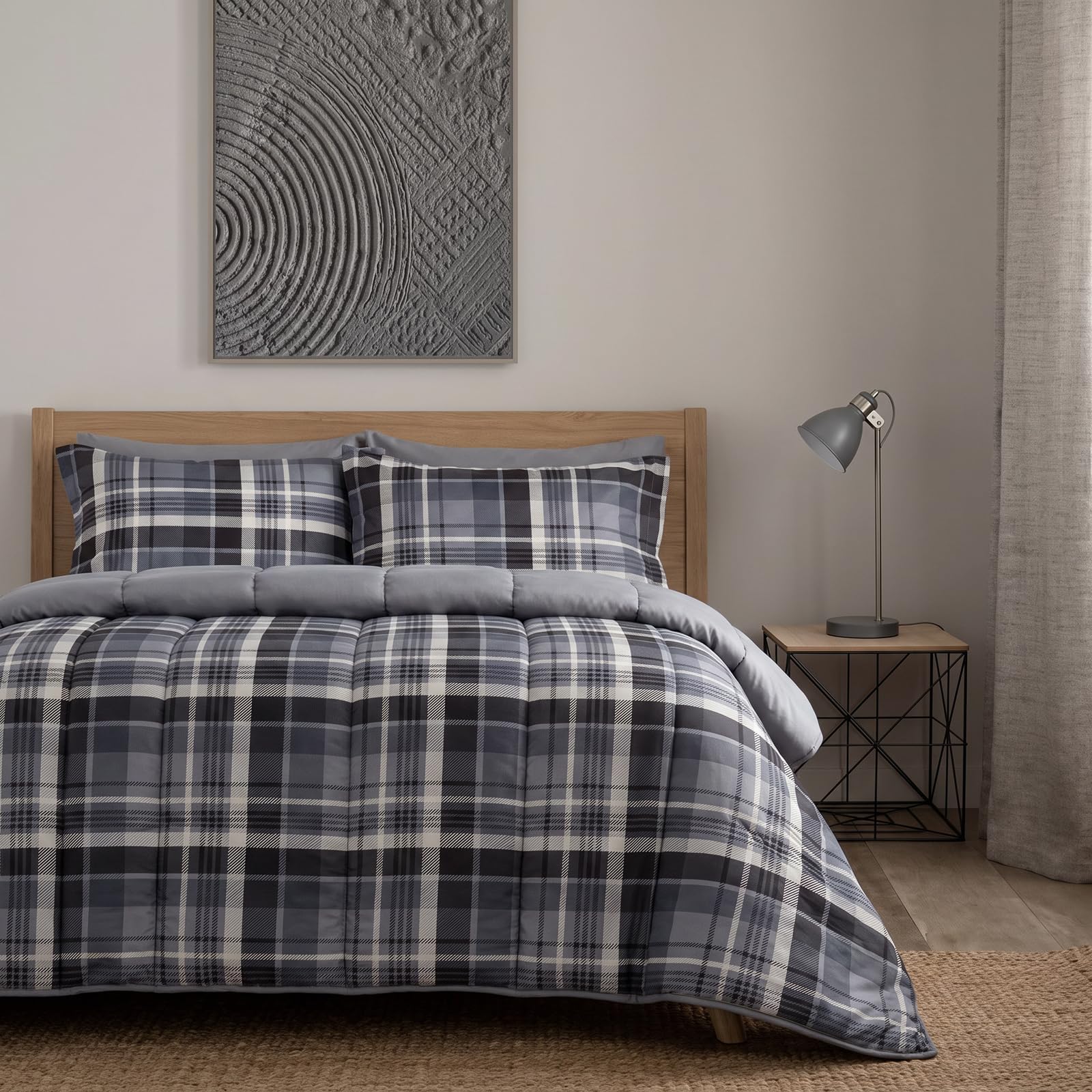 OHS Check Coverless 10.5 Tog Duvet Set Coverless Duvet Double, Grey - King โ image 1