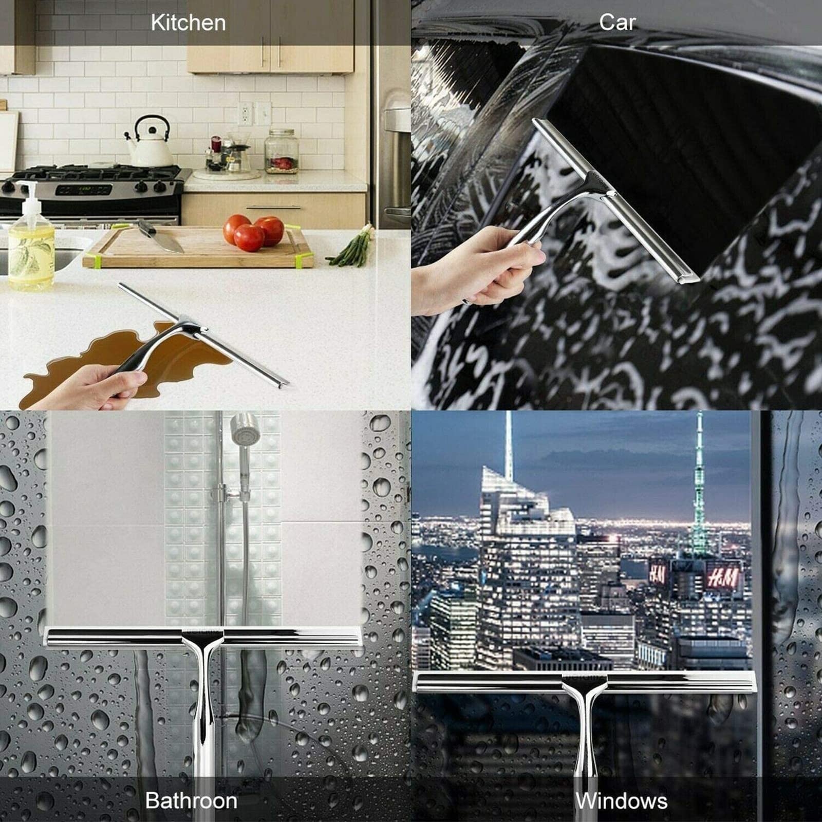 Rasqueta Limpiacristales Ducha, Escobilla Limpiador Mamparas Ducha, Rasqueta Limpia Cristales Ducha, Limpiar Mampara Ducha Cristal con Gancho para Espejo Baño Espejo Coche Limpieza De Ventanas