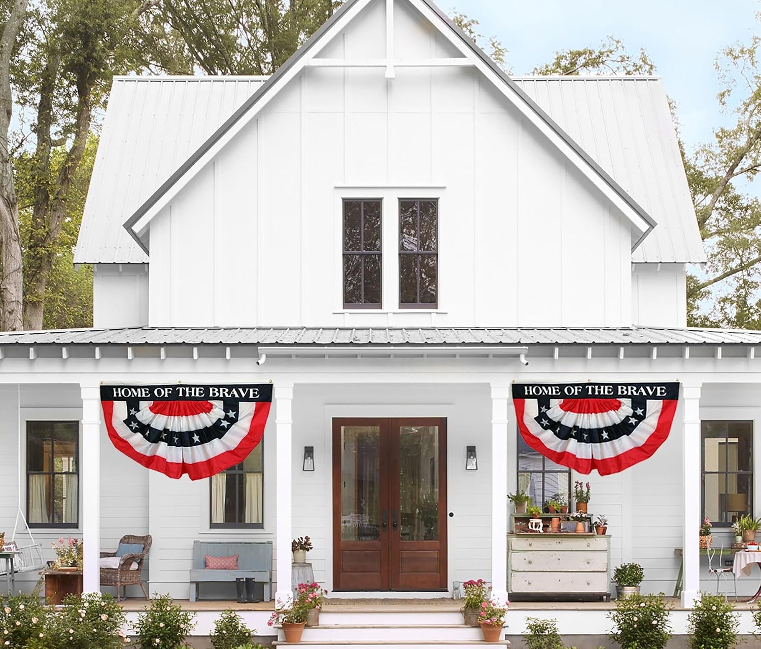 Independence Day Bunting Flag Decor - Large 3 ft by 6 ft, Home of The Brave Patriotic Banner, 4th of July, Election, USA, Voting Booth, Campaign Rally, Veteran's Day, Memorial Day