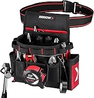 ARROW Heavy-Duty Electrician Tool Belt Pouch: 10 Pockets, Hammer Holder, 840D Fabric, Adjustable Utility Belt for Contractors & Carpenters