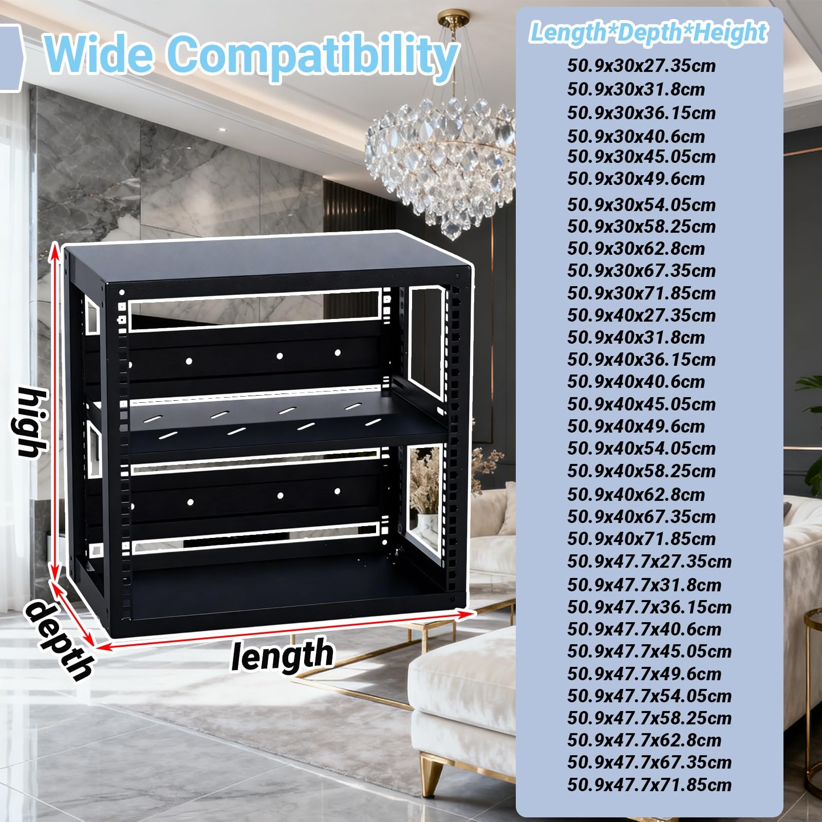 Wandmontiertes 2-stöckiges DVD-Aufbewahrungsregal, schwimmender AV-Media-Ständer mit verstellbaren Regalen, platzsparender Schrank für DVDs, Medien und Gaming-Zubehör (50,9 x 47,7 x 62,8 cm)