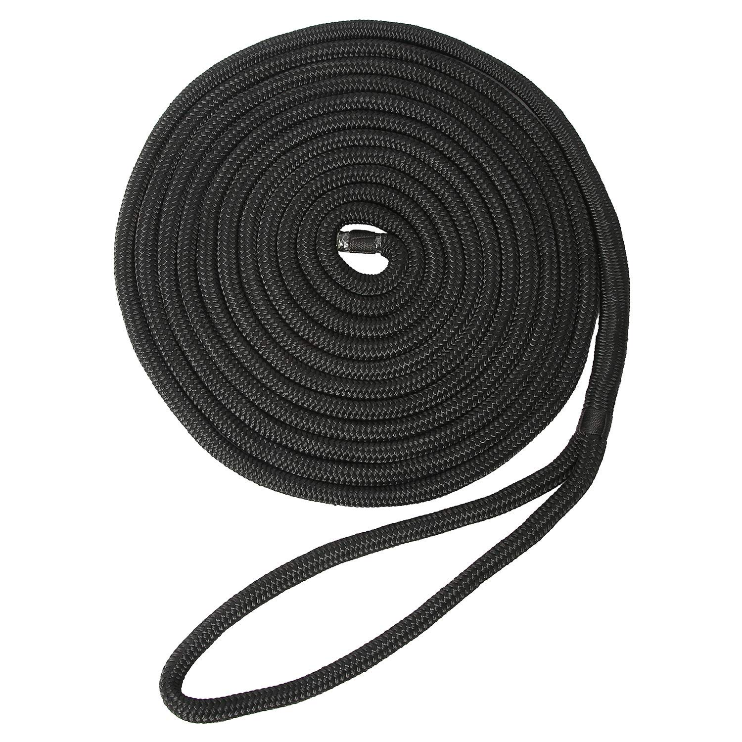 NovelBee Lot de 2 Lignes d'accueil en Nylon à Double Tresse de 1,6 cm x 9,2 m, Corde d'amarrage, Limite de Charge de Travail de 698,5 kg, résistance à la Rupture de 3,5 kg (Noir)
