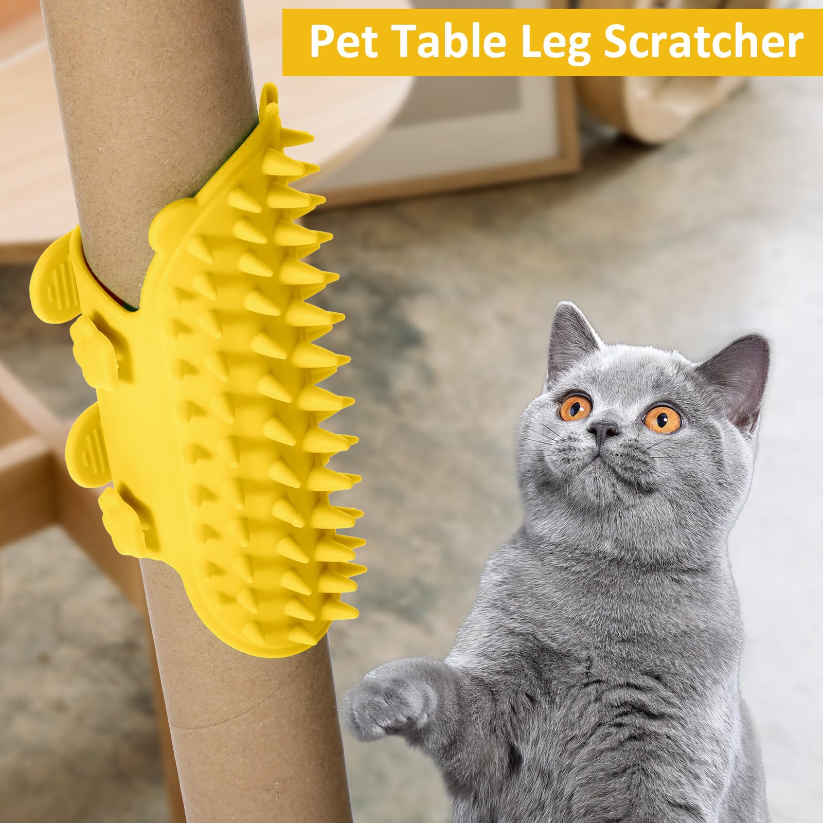 HJZHII 2PCS Cat Self Groomer Brush, Adjustable Cat Face Scratcher Silicone Cat Combs Cat Massager for Climbing Frames Table Legs Long and Short-Haired Kitten Cats(Yellow)