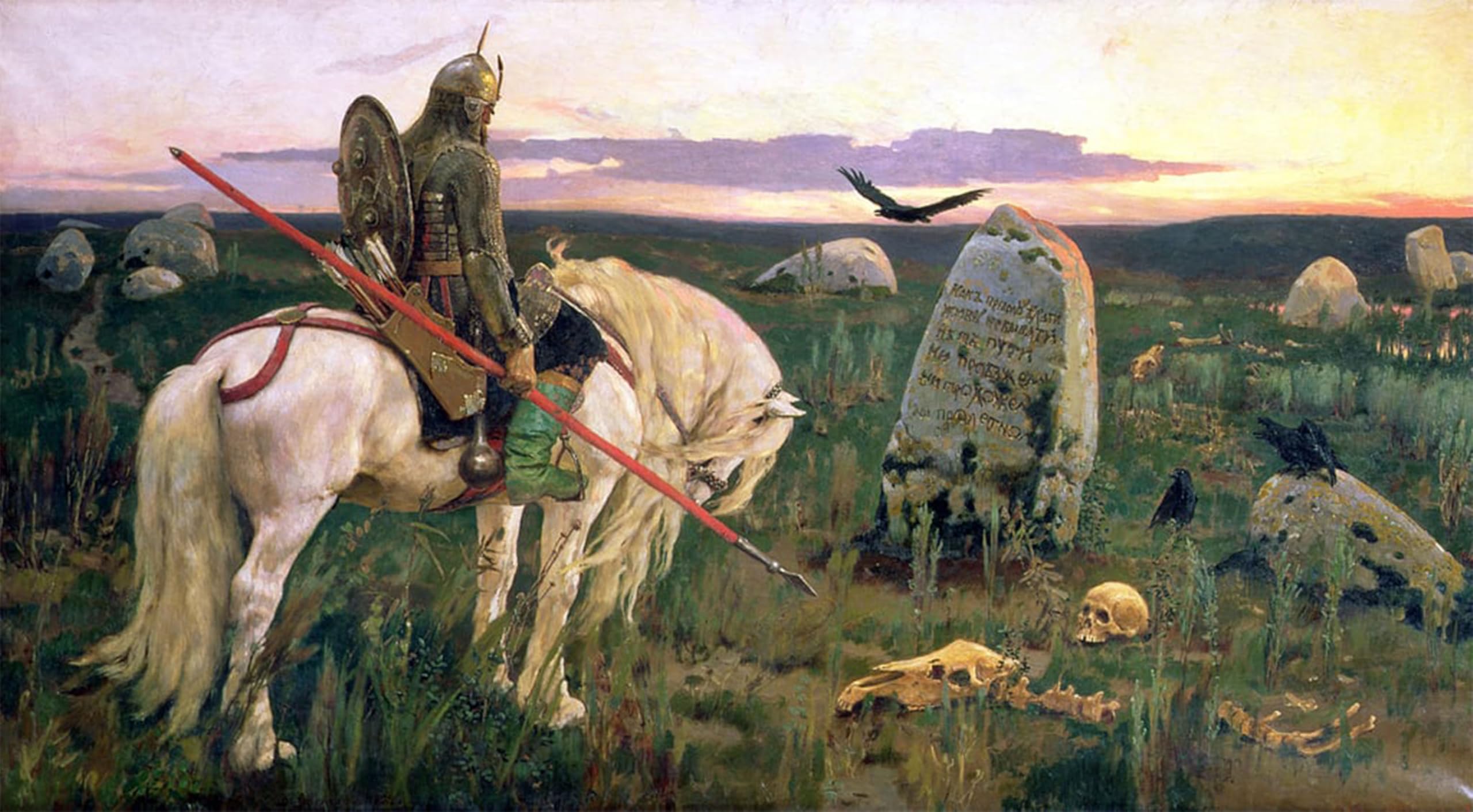 ARTXLXXBN Famous Painting Art Wall Decor Abstract Art Picture the Knight At the Crossroads by Mikhailovich Vasnetsov Animal Pictures for Home Decor 60x90cm