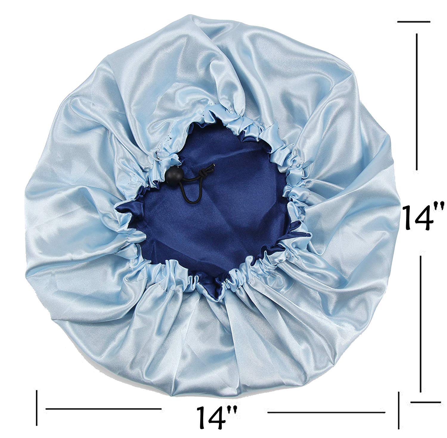Dehman Adjustable Satin Sleep CAP Hair Bonnet Double Layered Reversible for Women Protective Sleep Hairstyles (NAVY- BLUE) 2