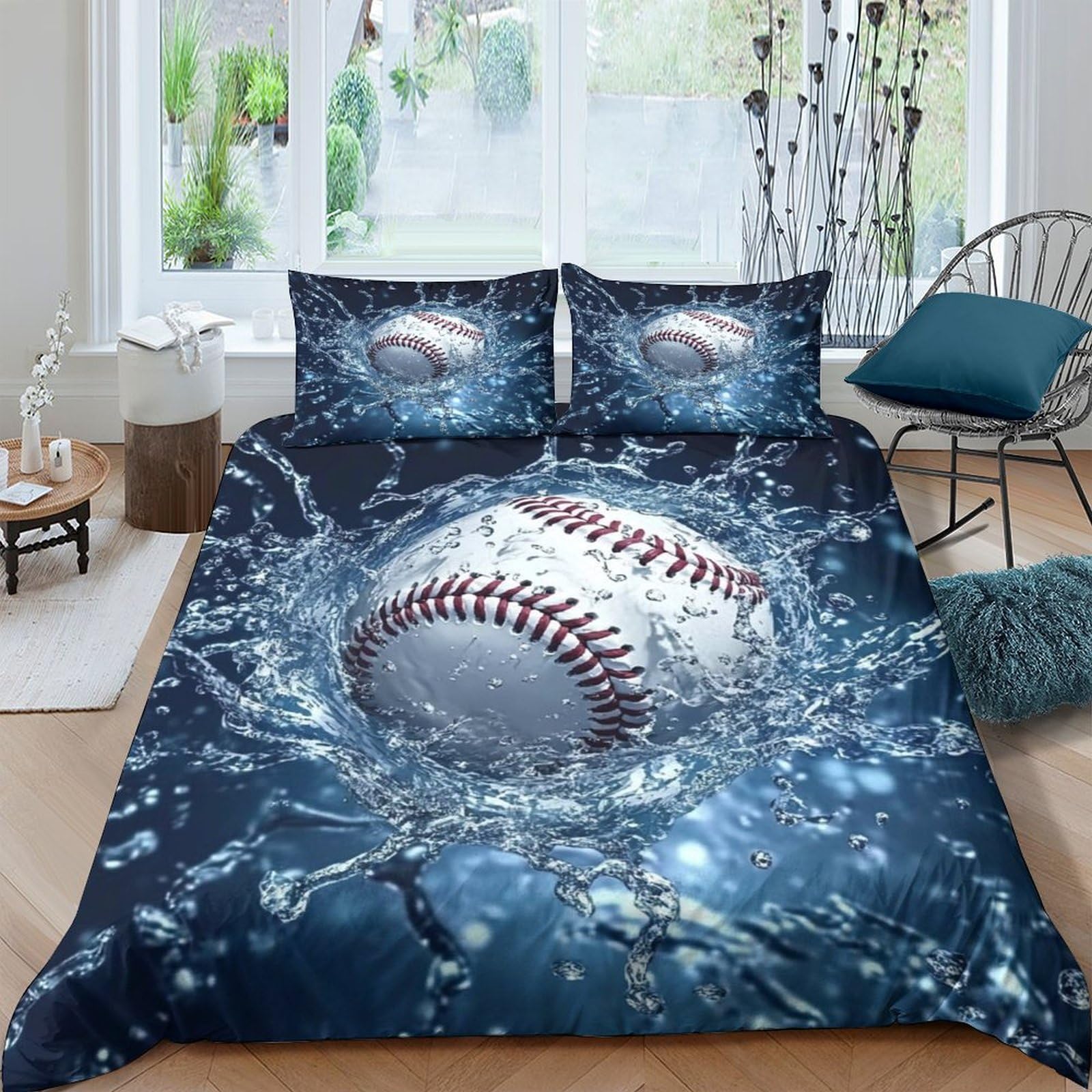Ctjqhvkz Style-6 3D Printed Splash Baseball Fitted Sheet Microfiber Soft Breathable Water Splash Bed Cover For Bedroom Dorm Decor Single（135X200cm）
