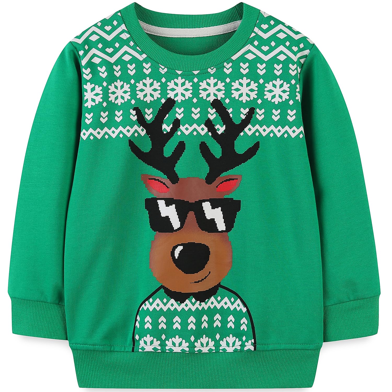 Toddler Boys Girls Christmas Sweatshirt Ugly Sweater Kids Reindeer Pullover Long Sleeve Unisex Xmas Shirt Tops 1-7T
