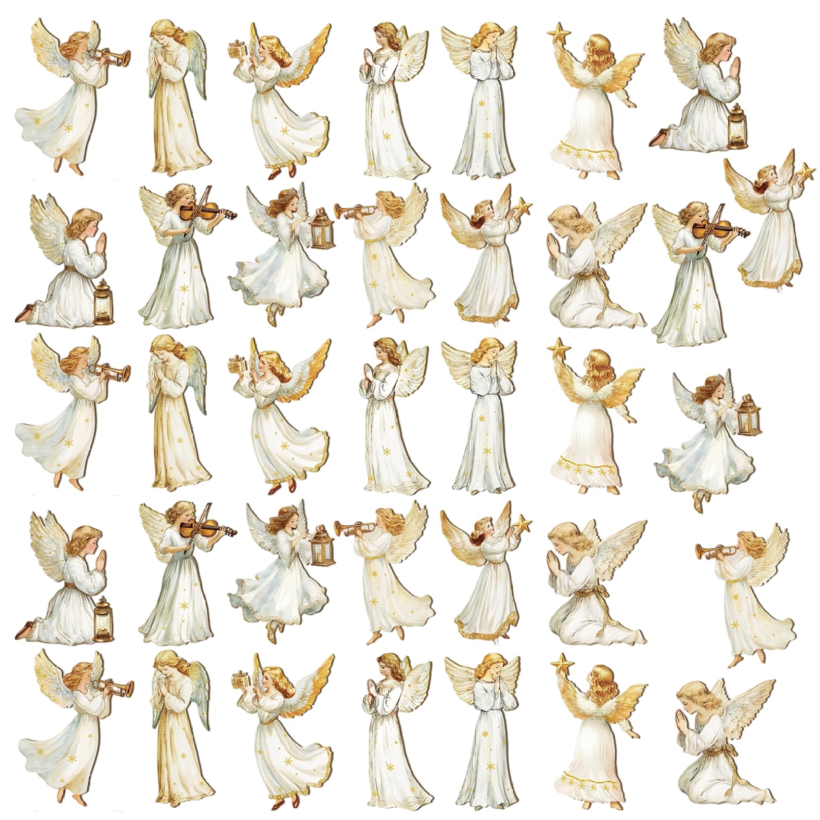 Gcroet 36Pcs Christmas Angel Ornaments, Wooden Angel Pendant Rustic Farmhouse Hanging Ornaments for Xmas Tree Holiday Indoor Decor