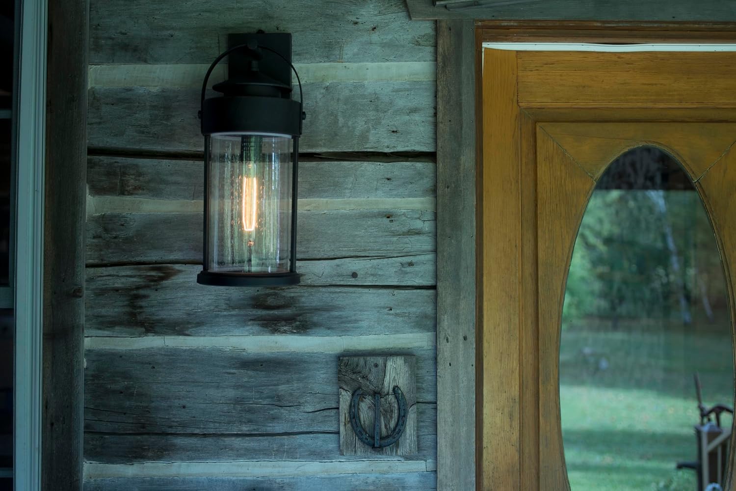 VAXCEL Cumberland 19.75 in. H 1-Light Rust Iron Dusk to Dawn Sensor Rustic Outdoor Wall Sconce, Durable Steel, Clear Seeded Glass Shade, LED Compatible for Exterior Porch Patio Front Door or Garage