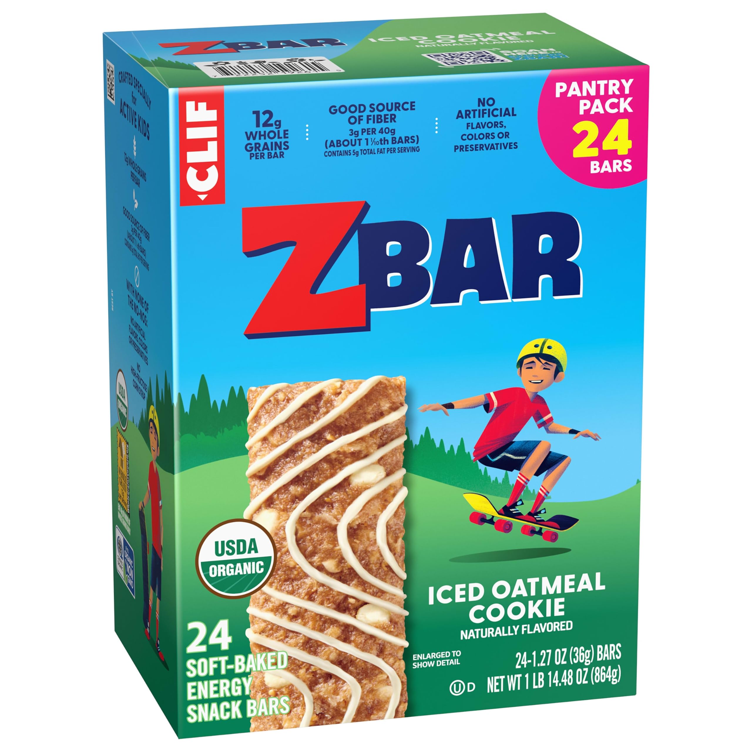 Iced Oatmeal Cookie - Soft Baked Whole Grain Snack Bars - USDA Organic - Non-GMO - Plant-Based - 1.27 oz. (24 Pack)