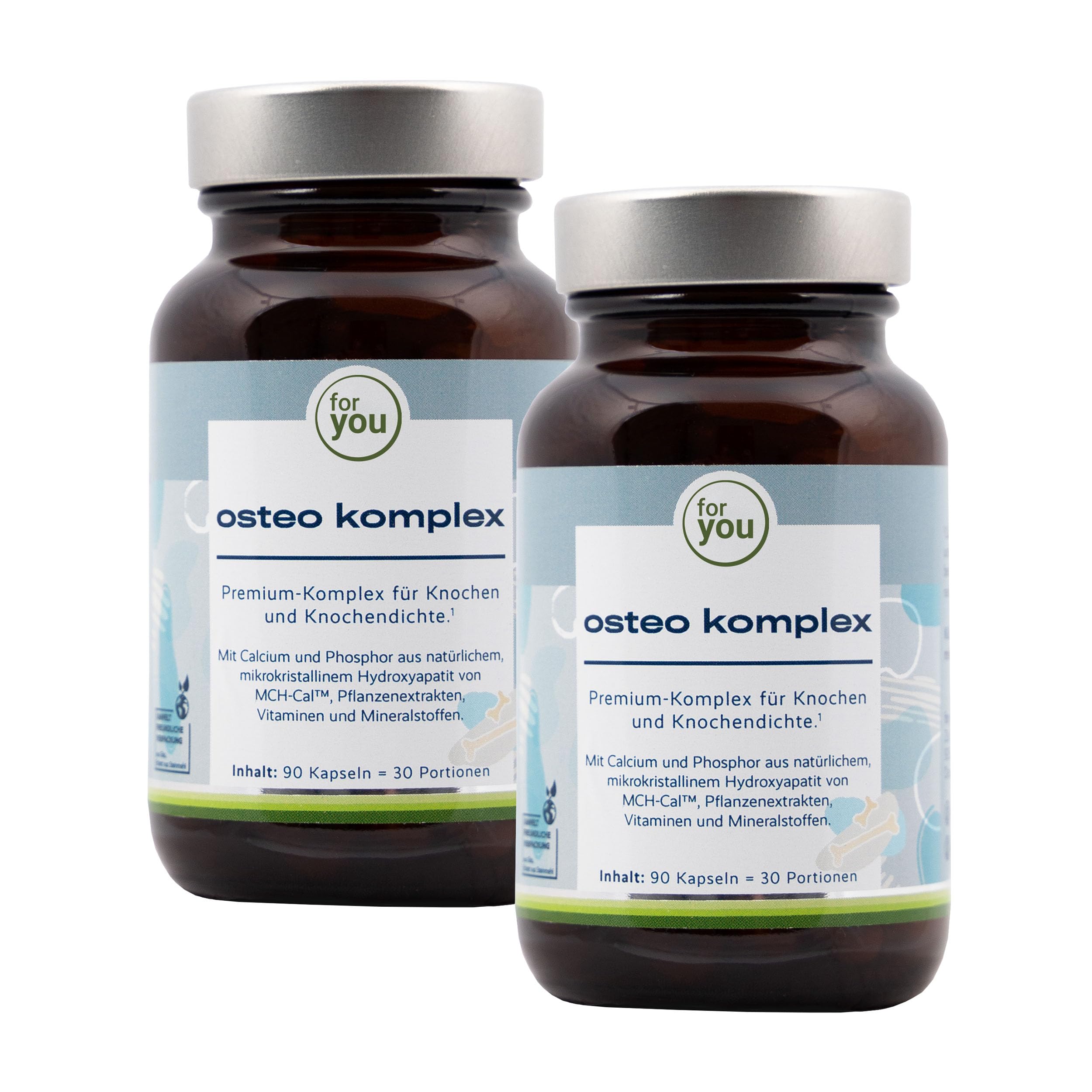 for you Osteo Komplex 2x – Calcium & Phosphor aus MCH-Cal™ Hydroxyapatit mit Vitamin D, K, Mangan & Pflanzenextrakten – Nahrungsergänzung für Knochen (Doppelpack)
