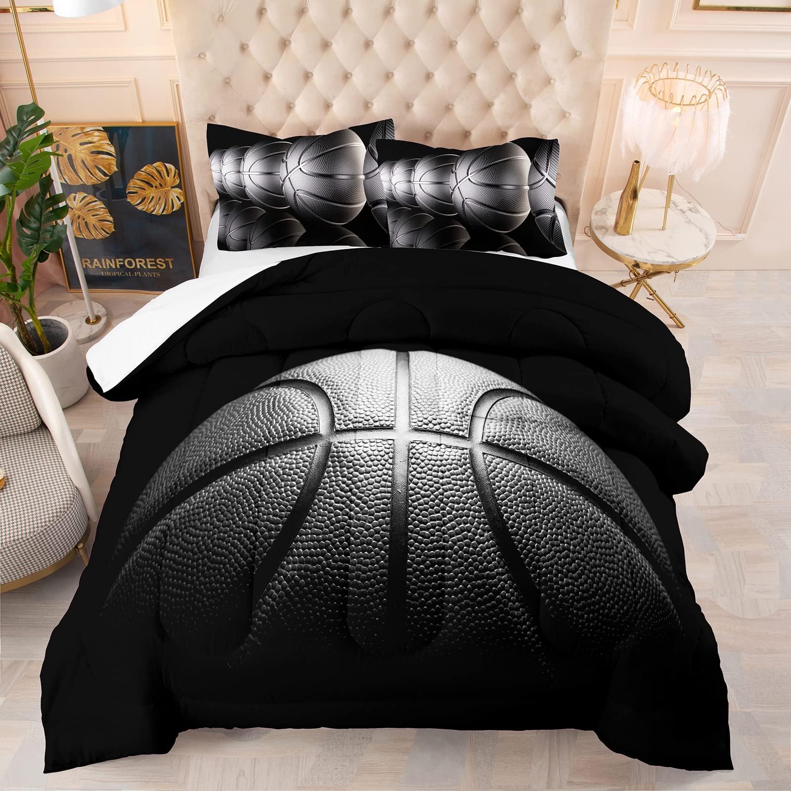 Tailor Shop Boys Comforter Set Queen Size Basketball Bedding Sets for Boys Sports Comforter for Kids with 2 Pillowcasesโฆโฆ